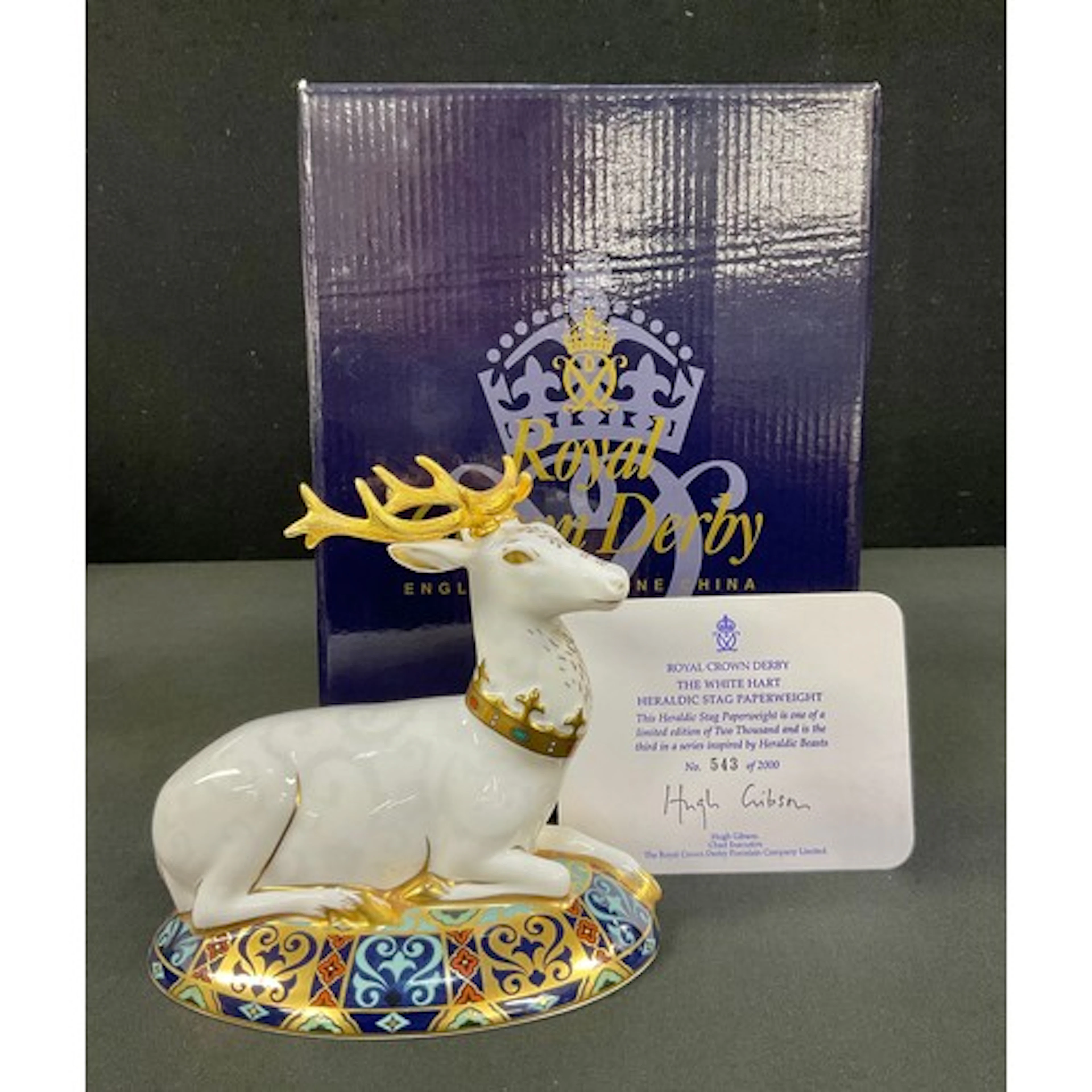 A Royal Crown Derby porcelain Paperweight, The White Heart H...