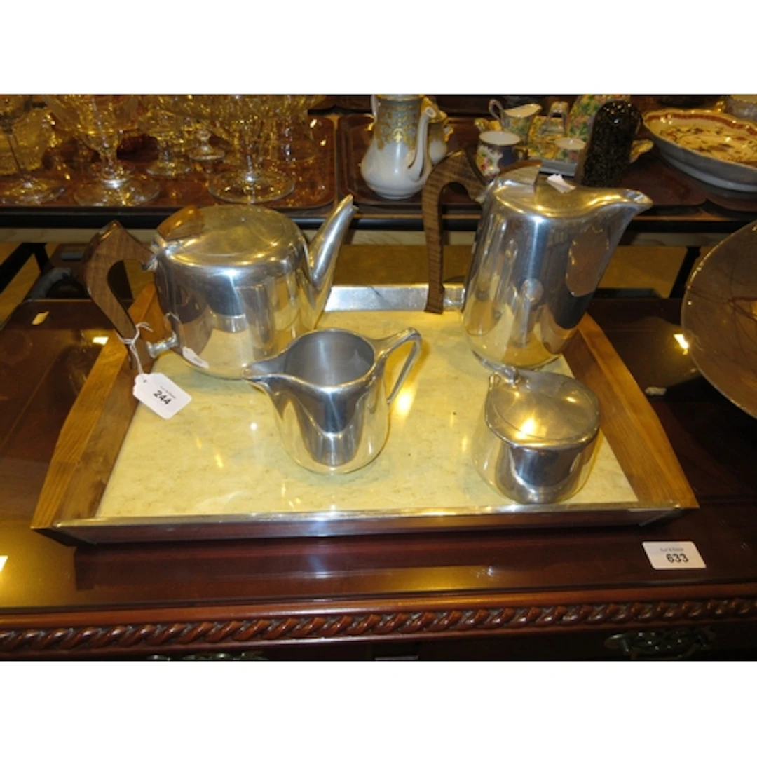 Picquot 4 Piece Tea Service with Tray