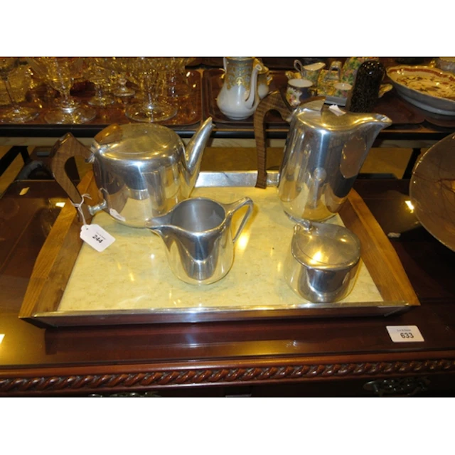 Picquot 4 Piece Tea Service with Tray