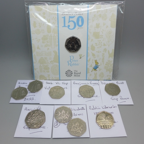 A Royal Mint 50p Beatrix Potter 150 years coin, with a colle...