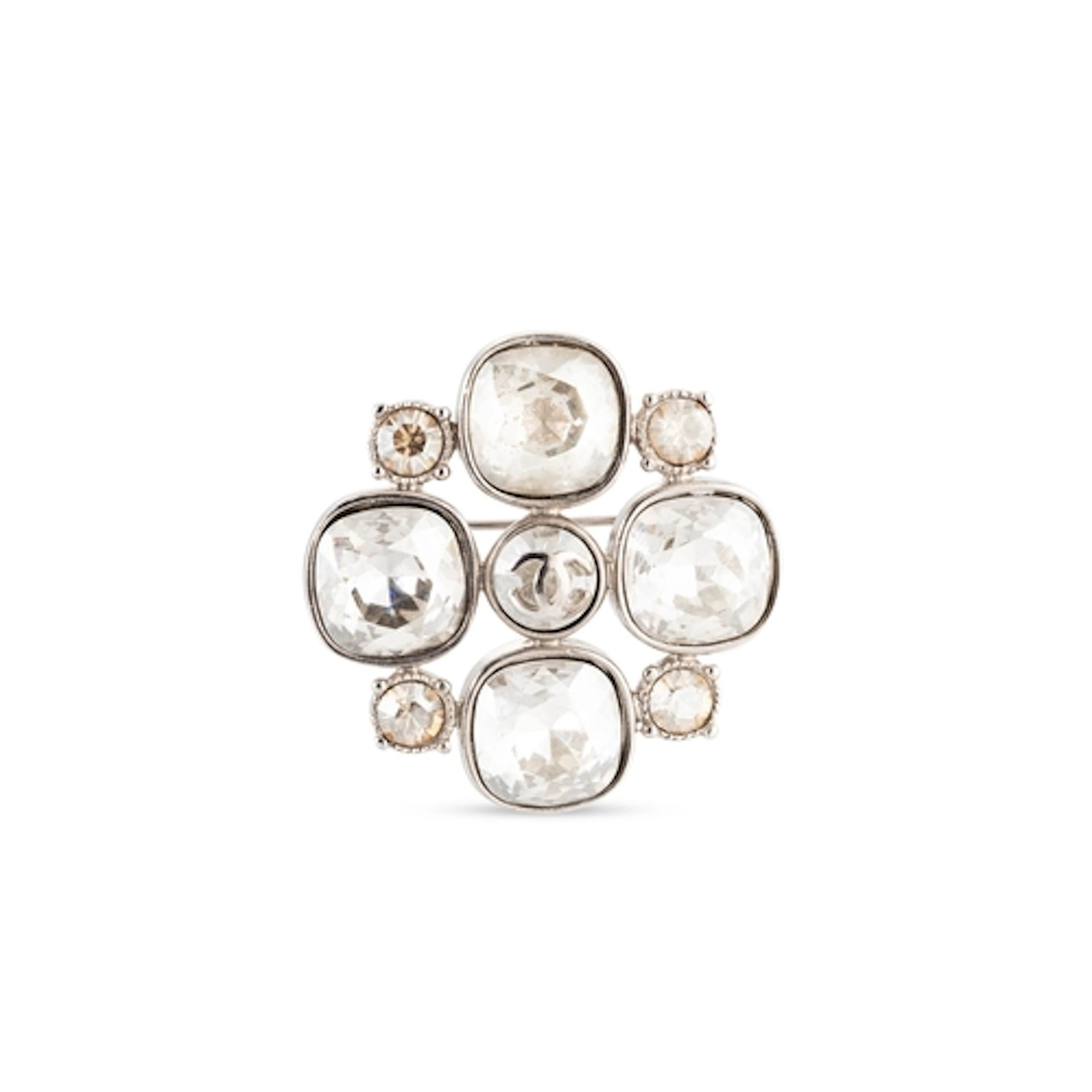 A CHANEL COSTUME JEWELLERY BROOCH, of quatrefoil design, ca ...