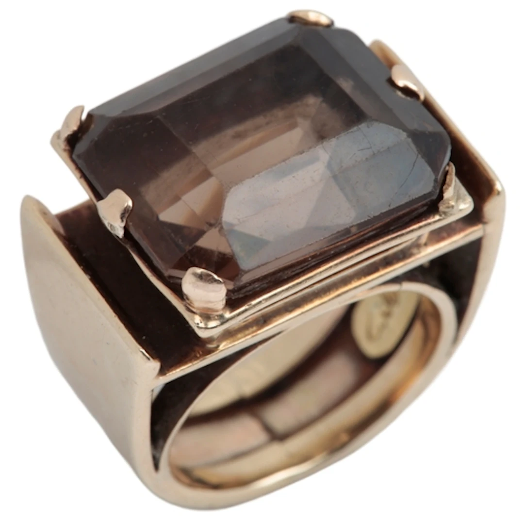 § Charles de Temple, a gold and smoky quartz cocktail ring, ...