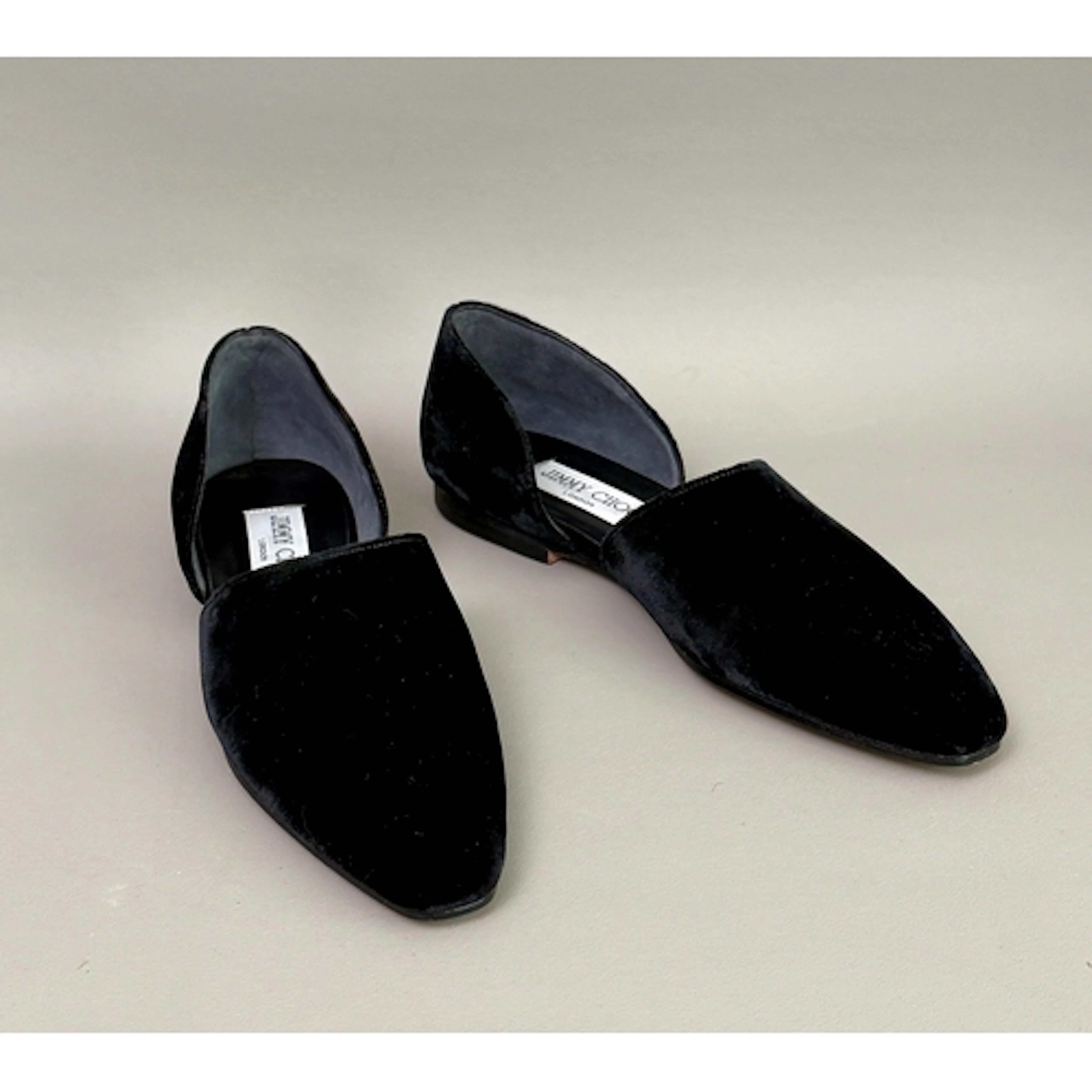 Jimmy Choo Globe flat evening shoes - the black velvet, open...
