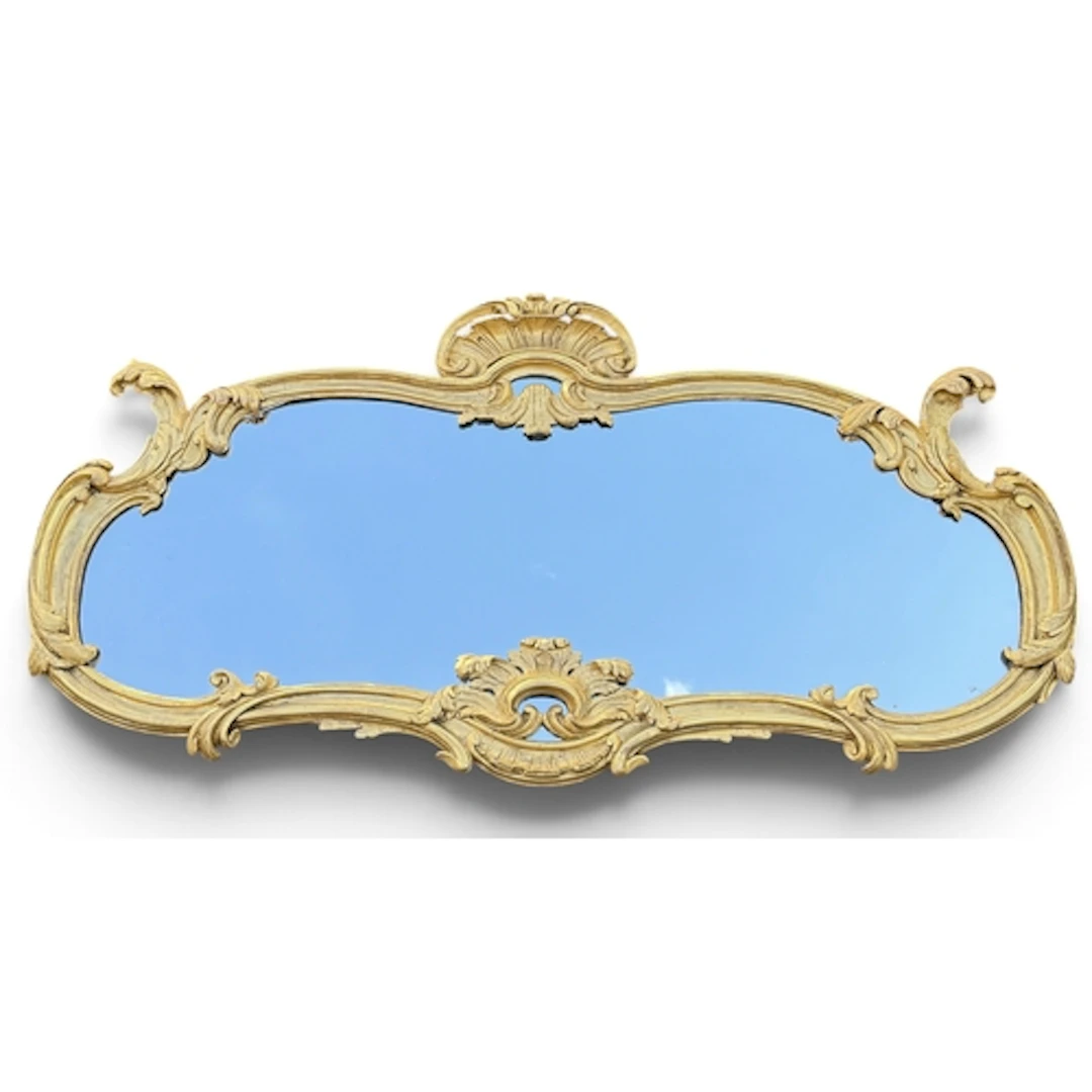 A LATE 19TH CENTURY FRENCH GILT GESSO WALL MIRROR 69cm x 130...