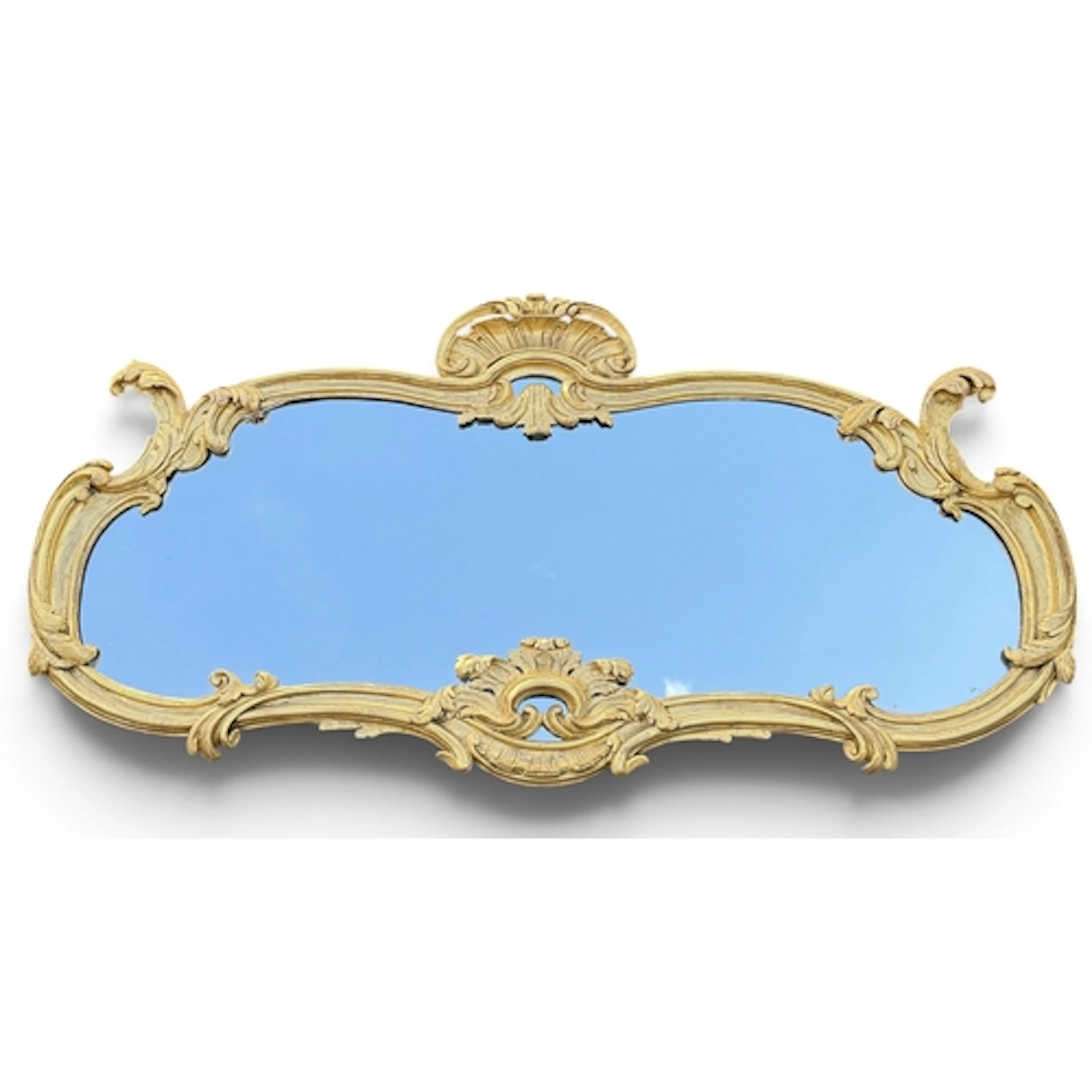 A LATE 19TH CENTURY FRENCH GILT GESSO WALL MIRROR 69cm x 130...