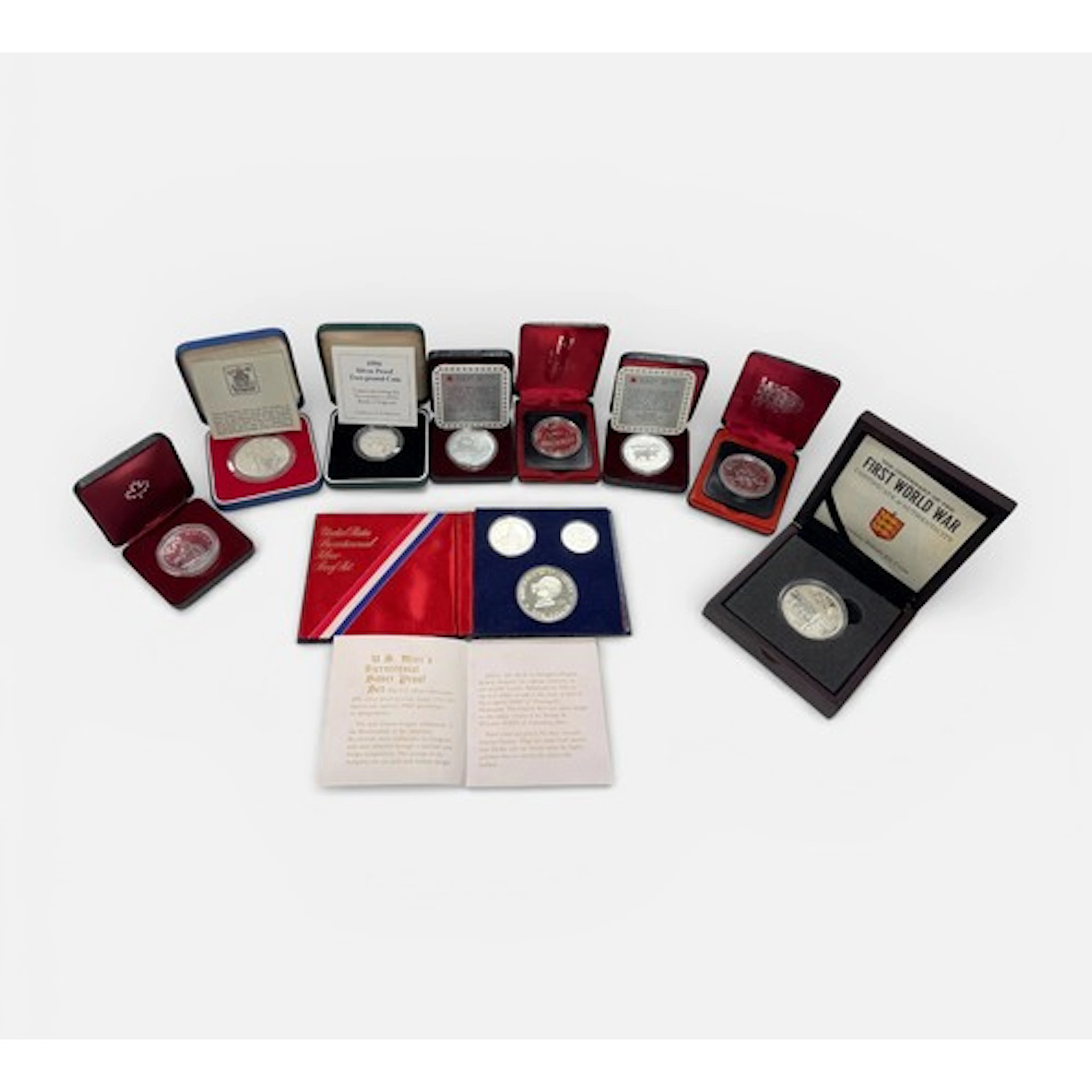 World silver coin collection with boxed silver proofs FDC Ca...