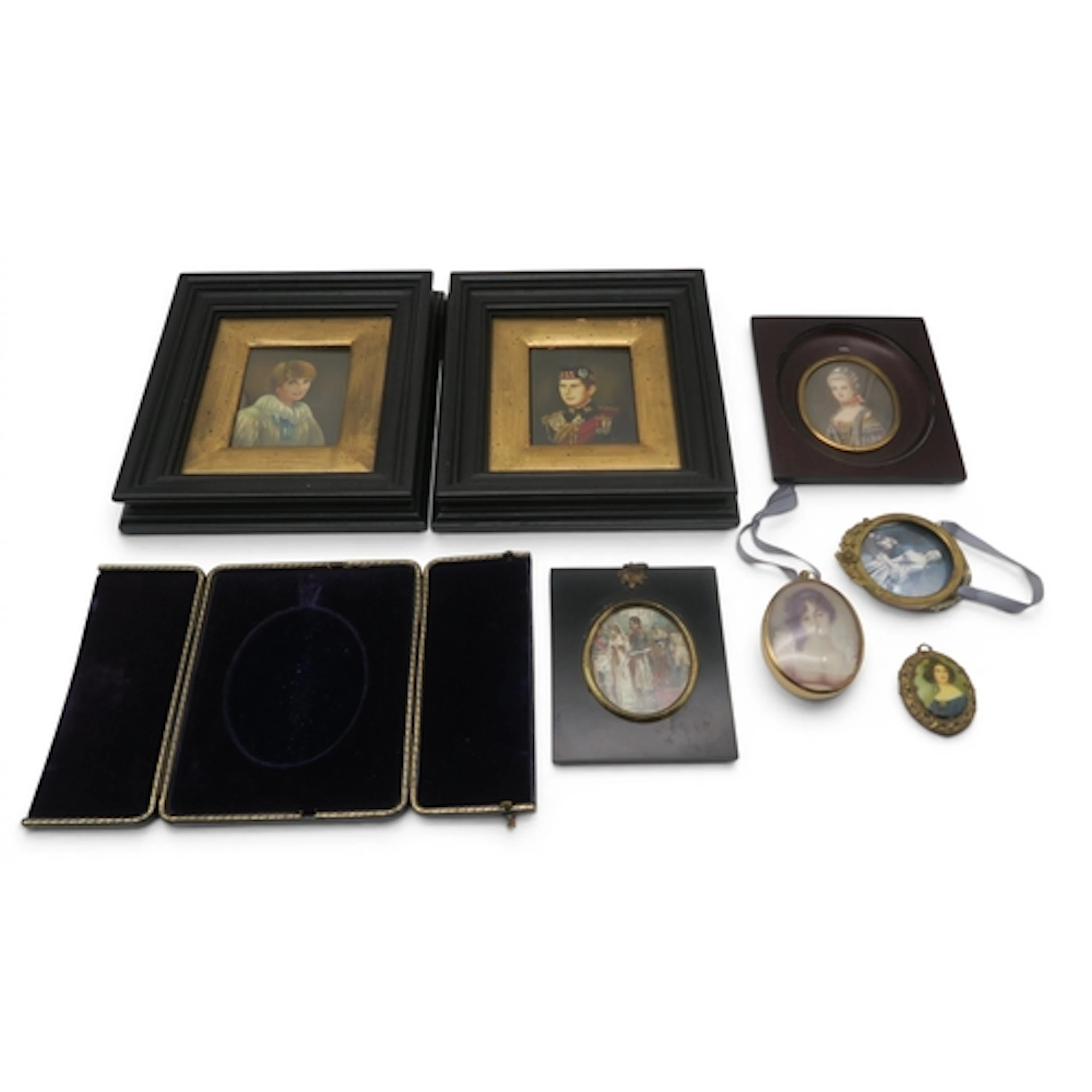 A collection of 20th century portrait miniatures, including ...