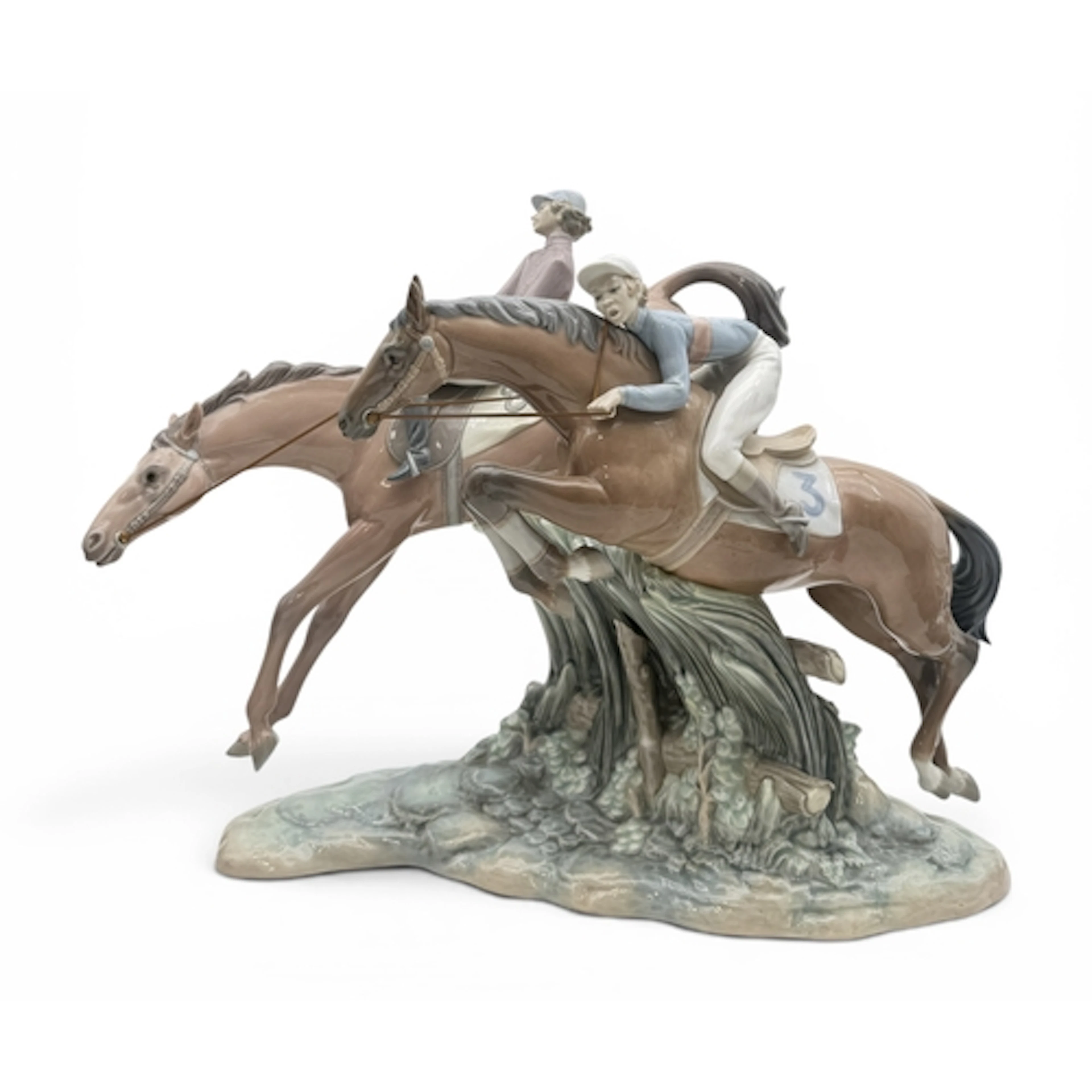 A CERAMIC JOCKEY SCULPTURE 'THE DERBY' BY LLADRO 40 cm heigh...