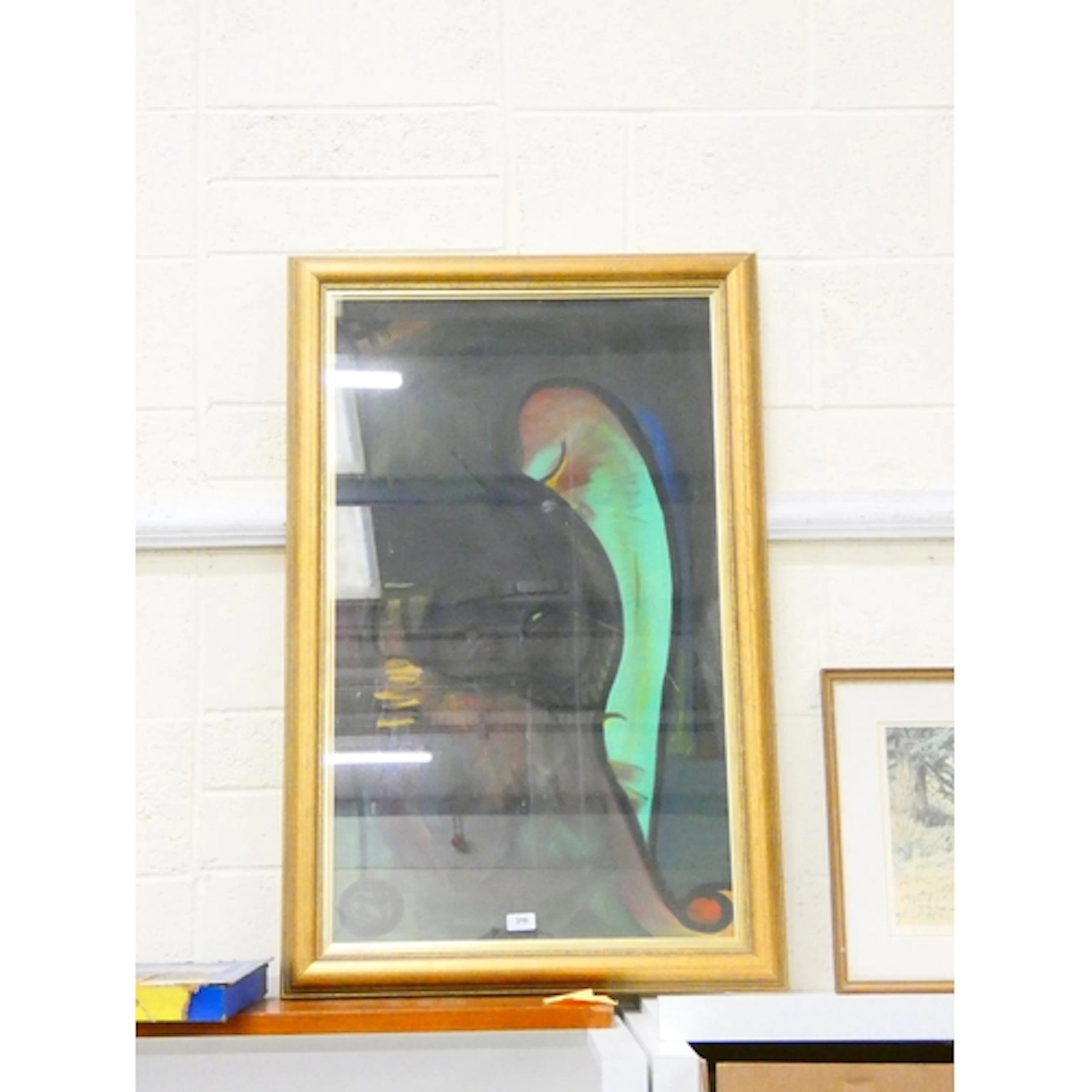 A large oil on canvas abstract painting within a gilded fram...