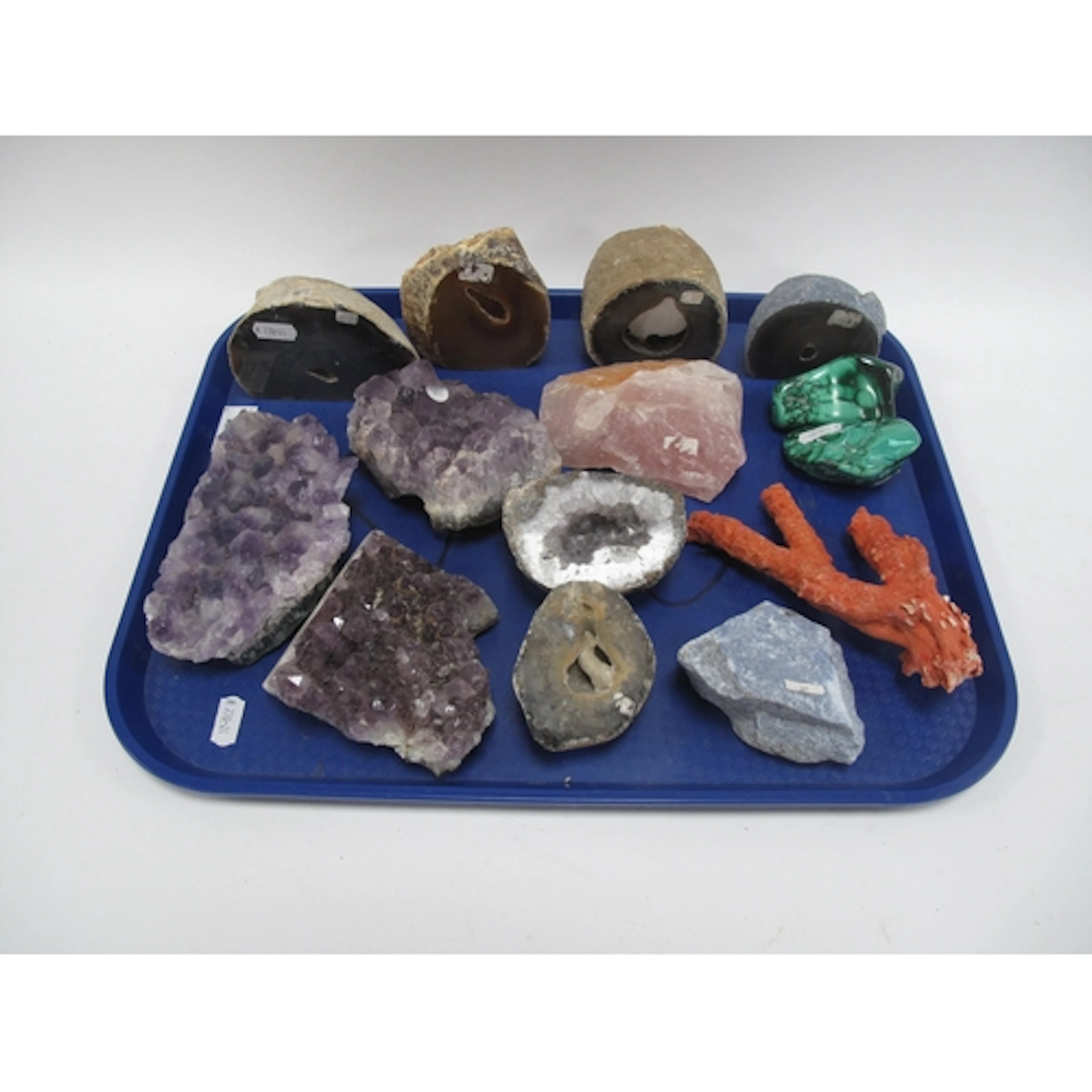 Collection of mineral specimens, geodes, polished stones and...