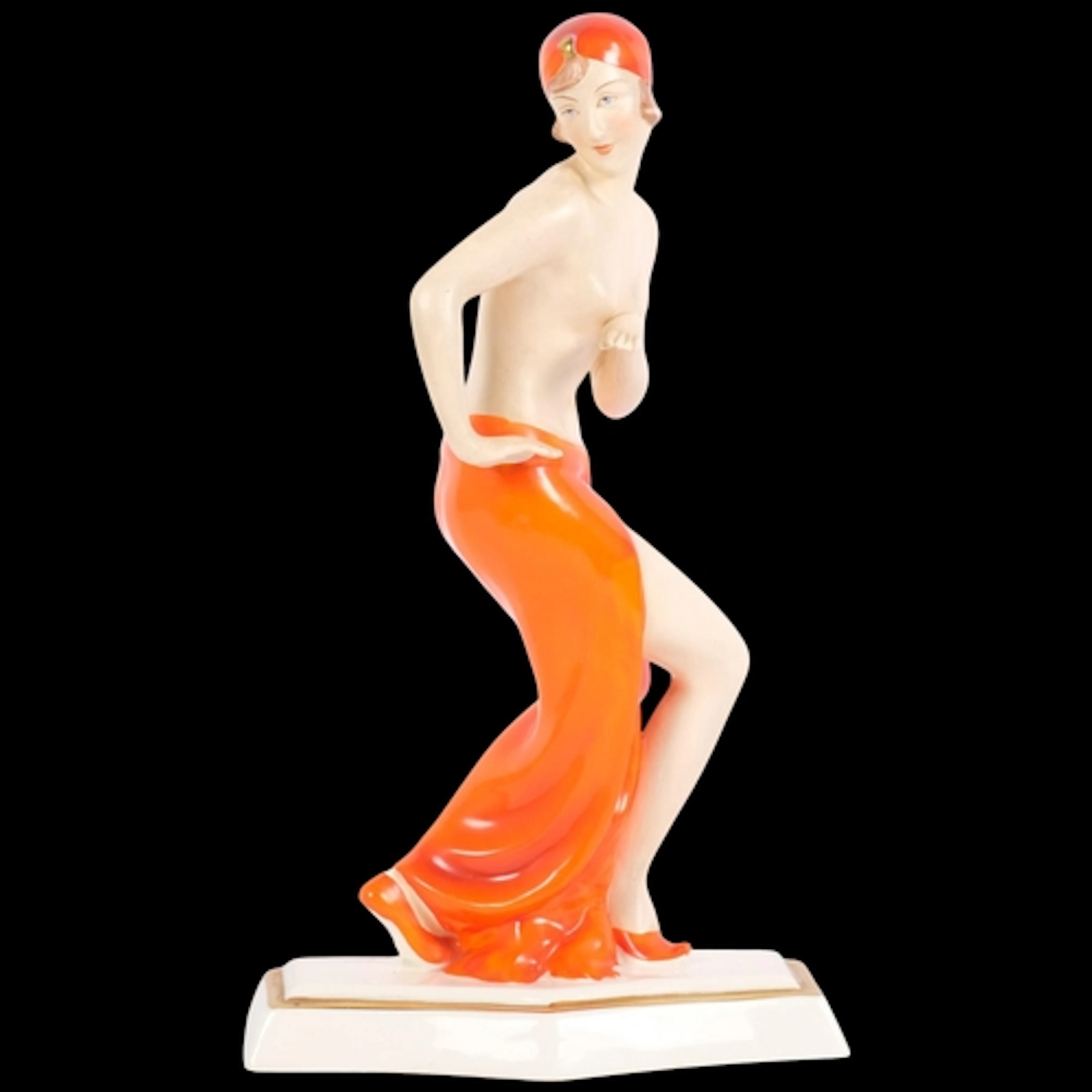A Czechoslovakian Art Deco porcelain erotic dancing figure, ...
