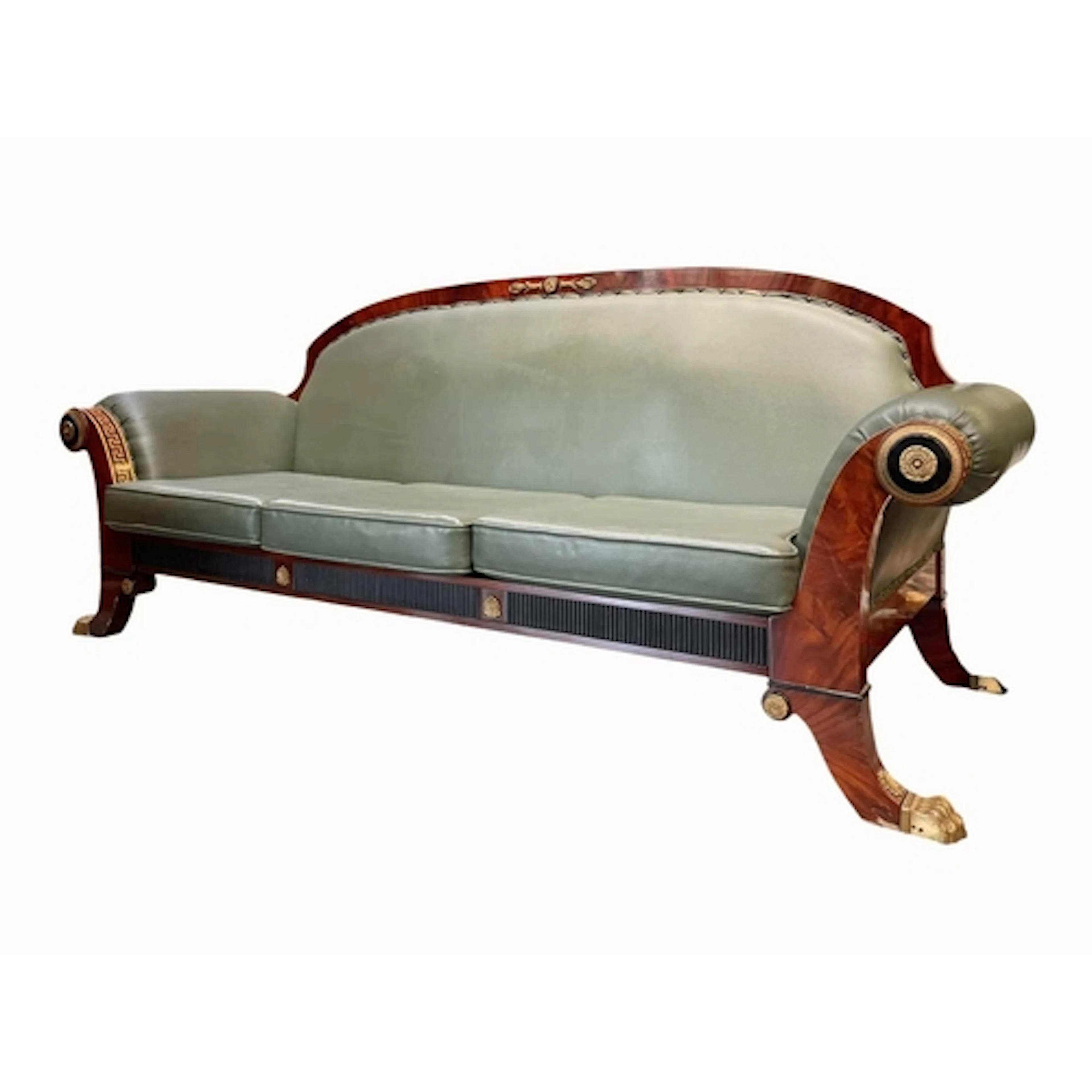 A French Empire inspired mahogany veneered, brass embellishe...