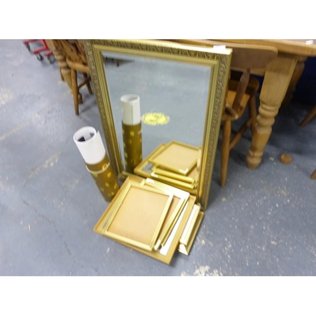 Large mirror, pictures and prints.