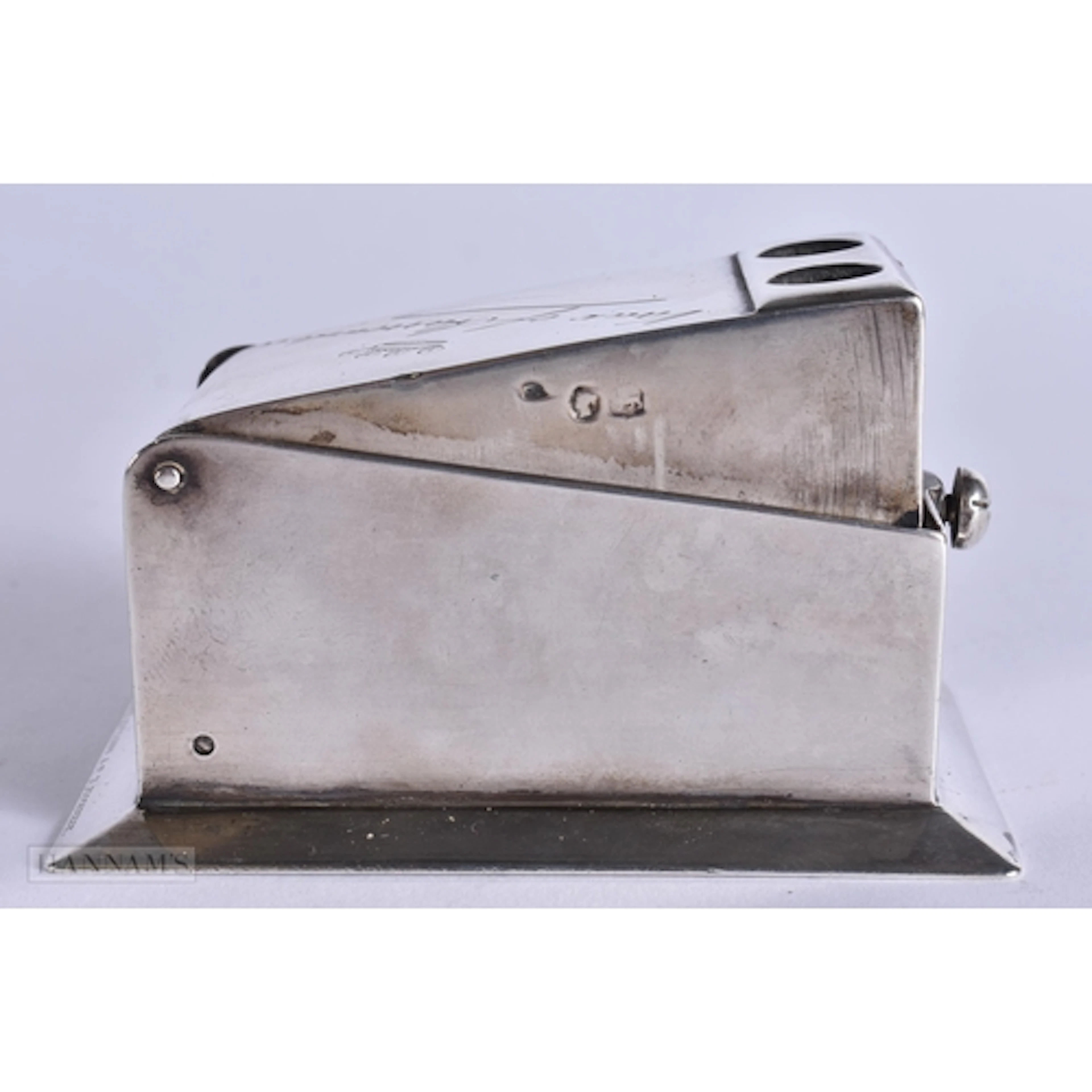 A VICTORIAN SILVER CHEROOT CUTTER. 304 grams. 9 cm x 5.5 cm.