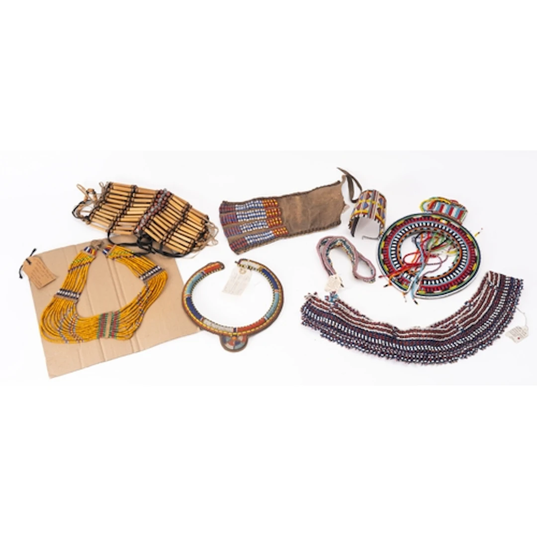 19th or 20th Century bead / beaded items to include labelled...