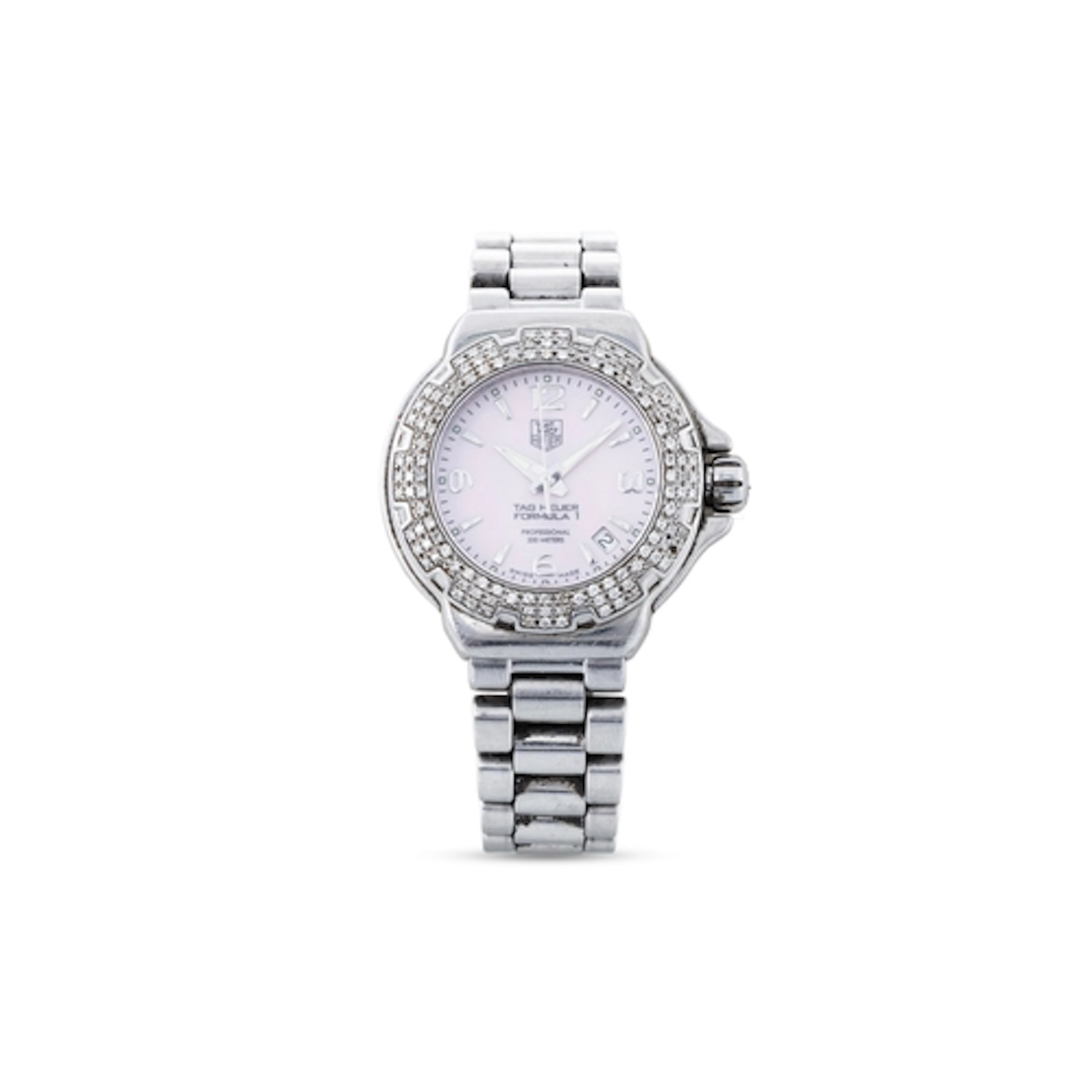 A TAG HEUER FORMULA 1 WRIST WATCH, pink mother of pearl dial...