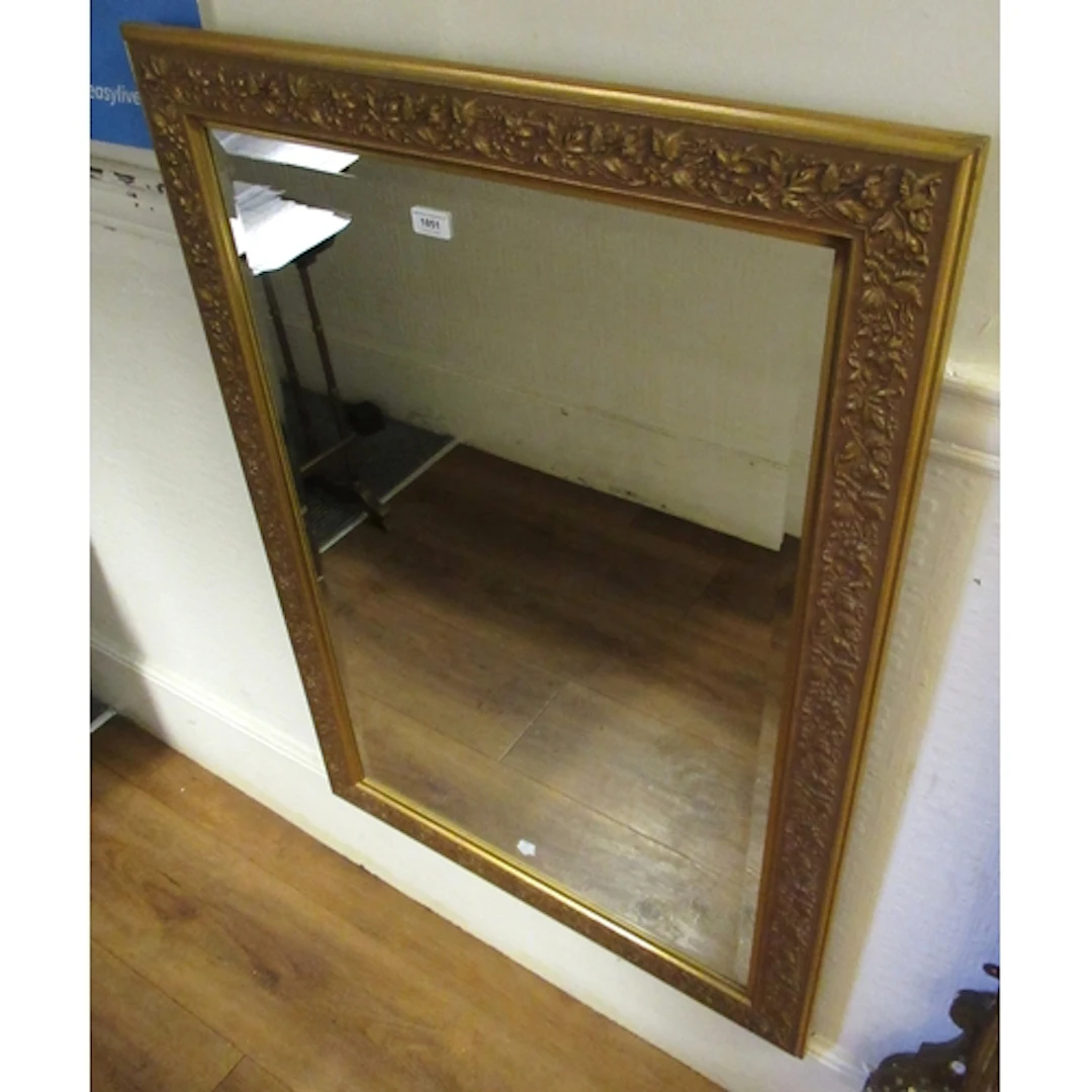 Reproduction gilded composition rectangular wall mirror, wit...