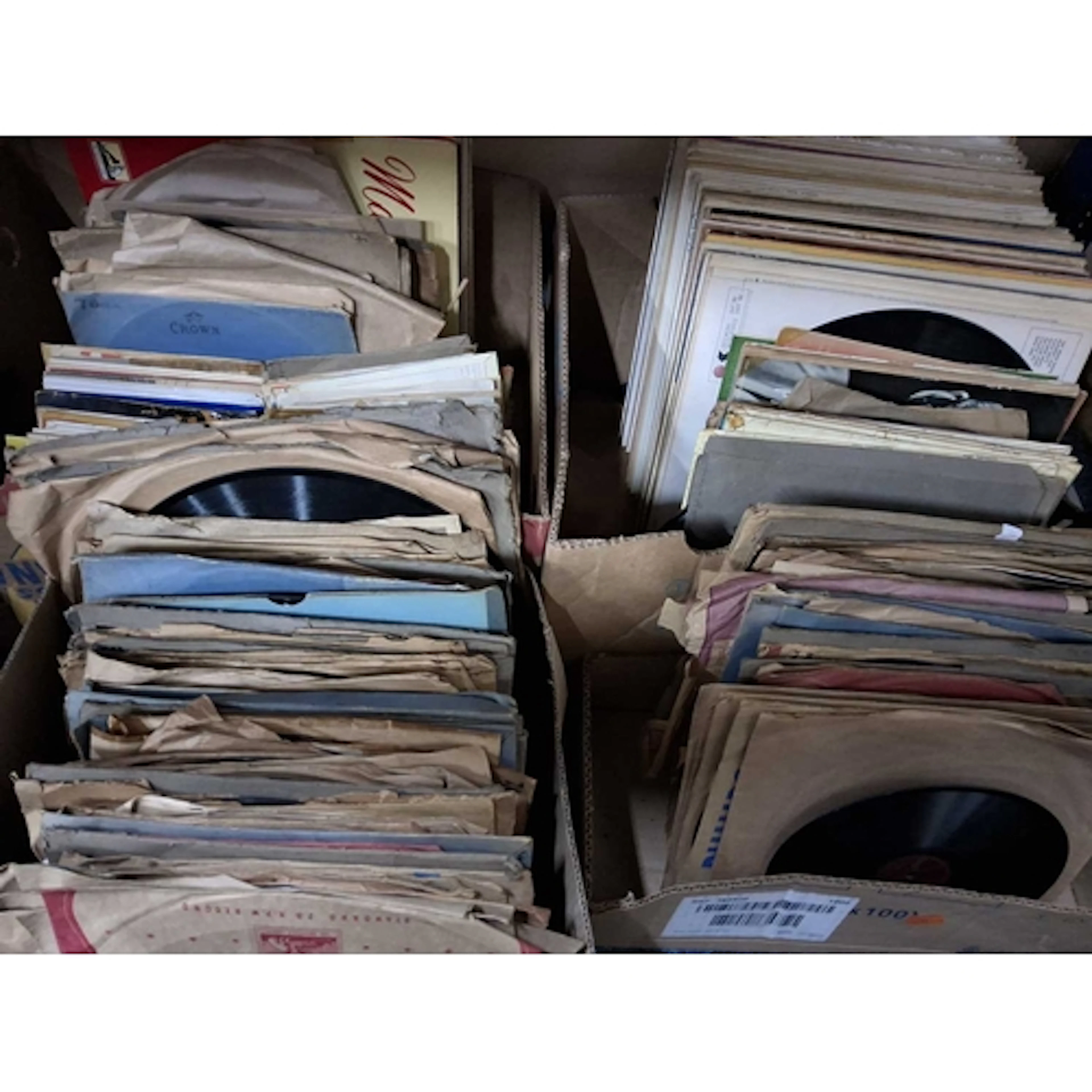 FOUR BOXES OF RECORDS to include 7" singles, vinyl albums an...
