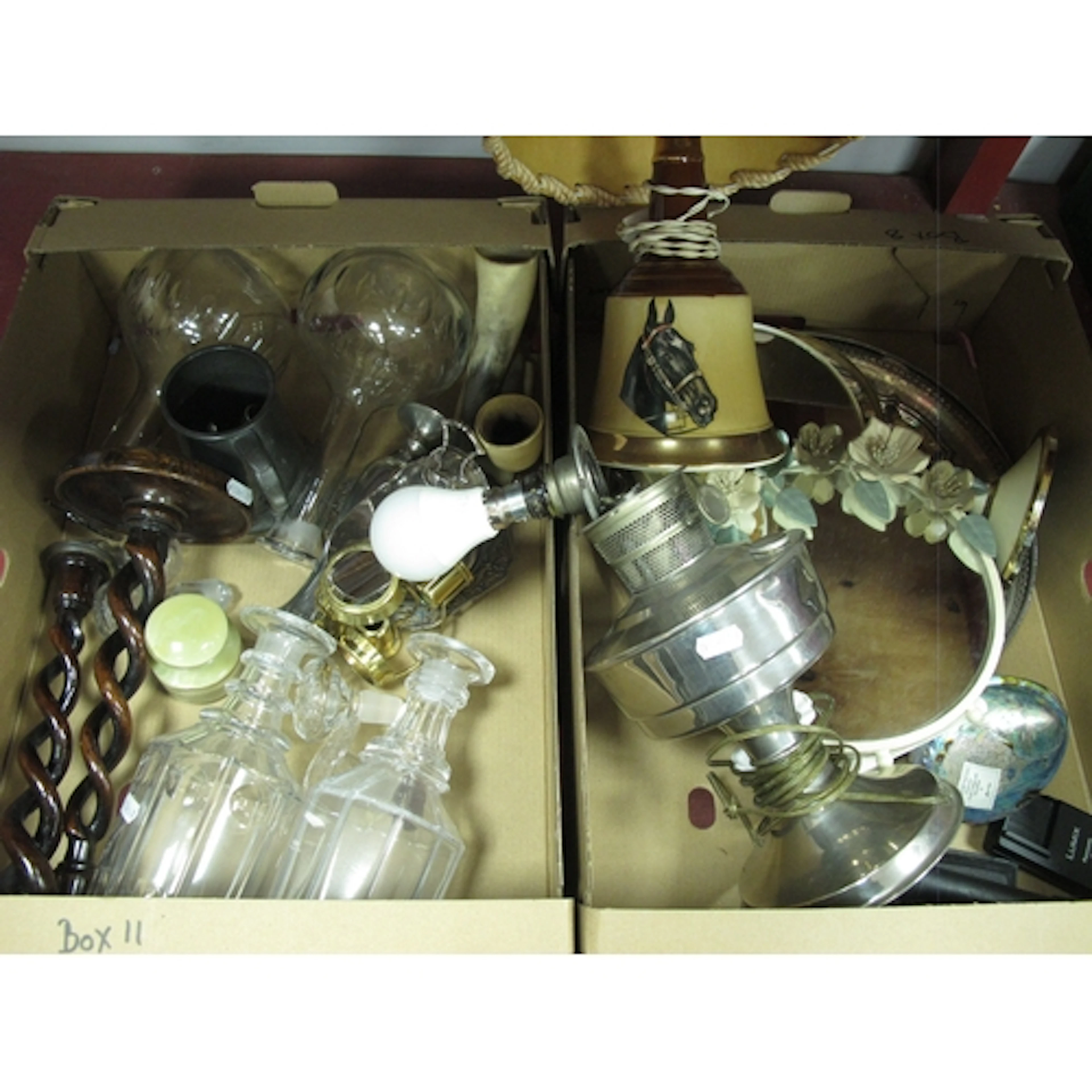 Collectables, including four glass decanters, silver-plated ...