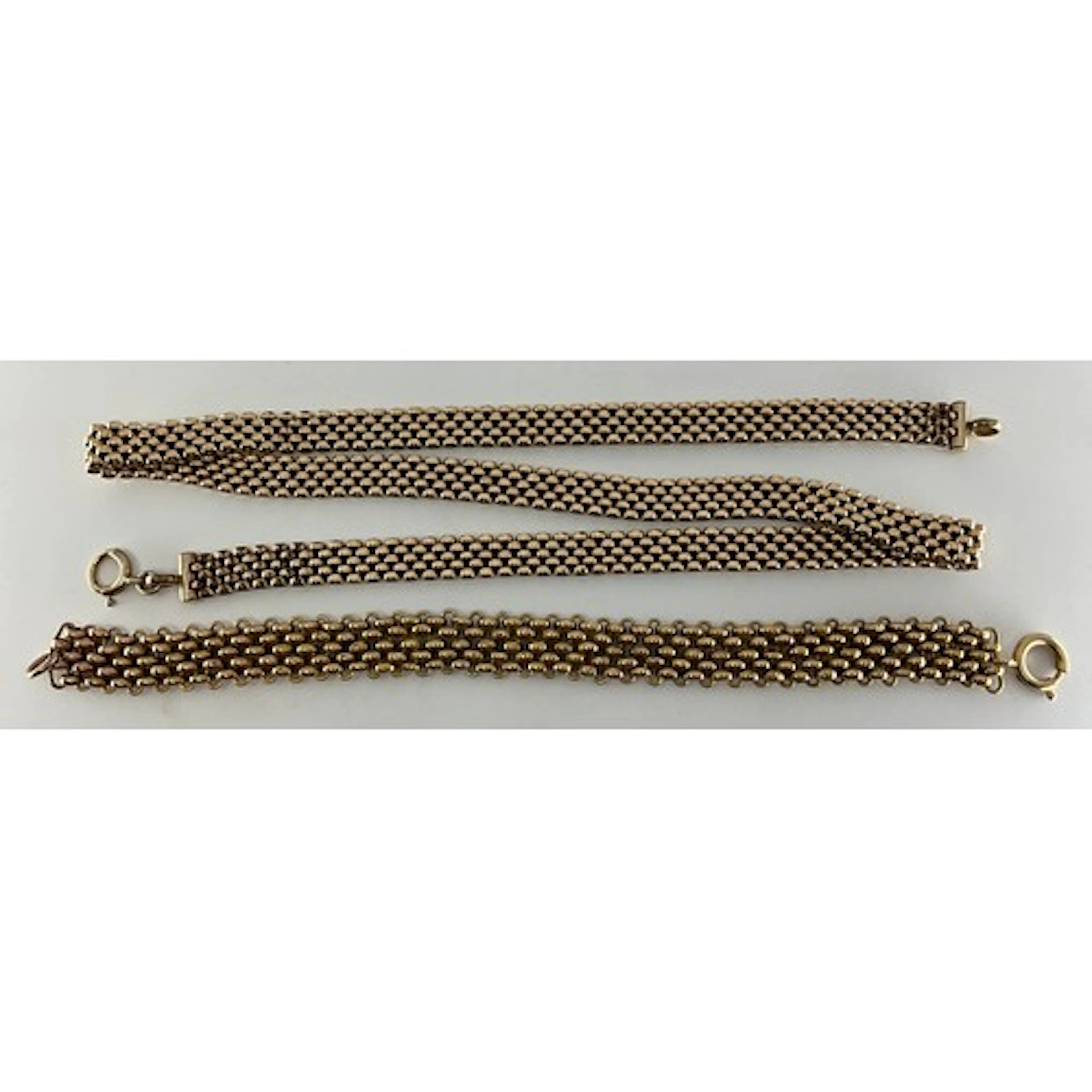 A Victorian rolled gold chain mail mesh link necklace and br...