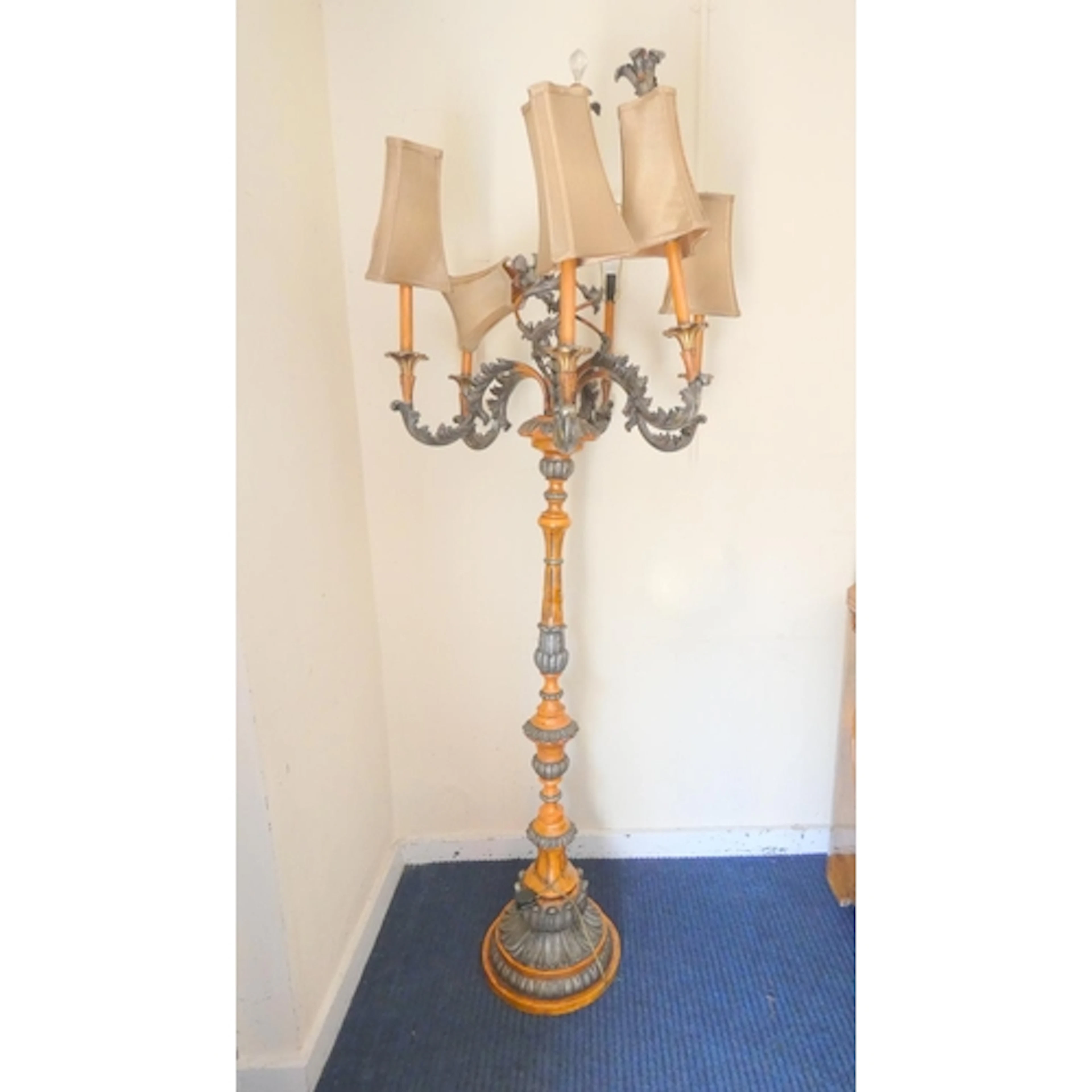 Contemporary standard lamp of candelabra form, having six br...