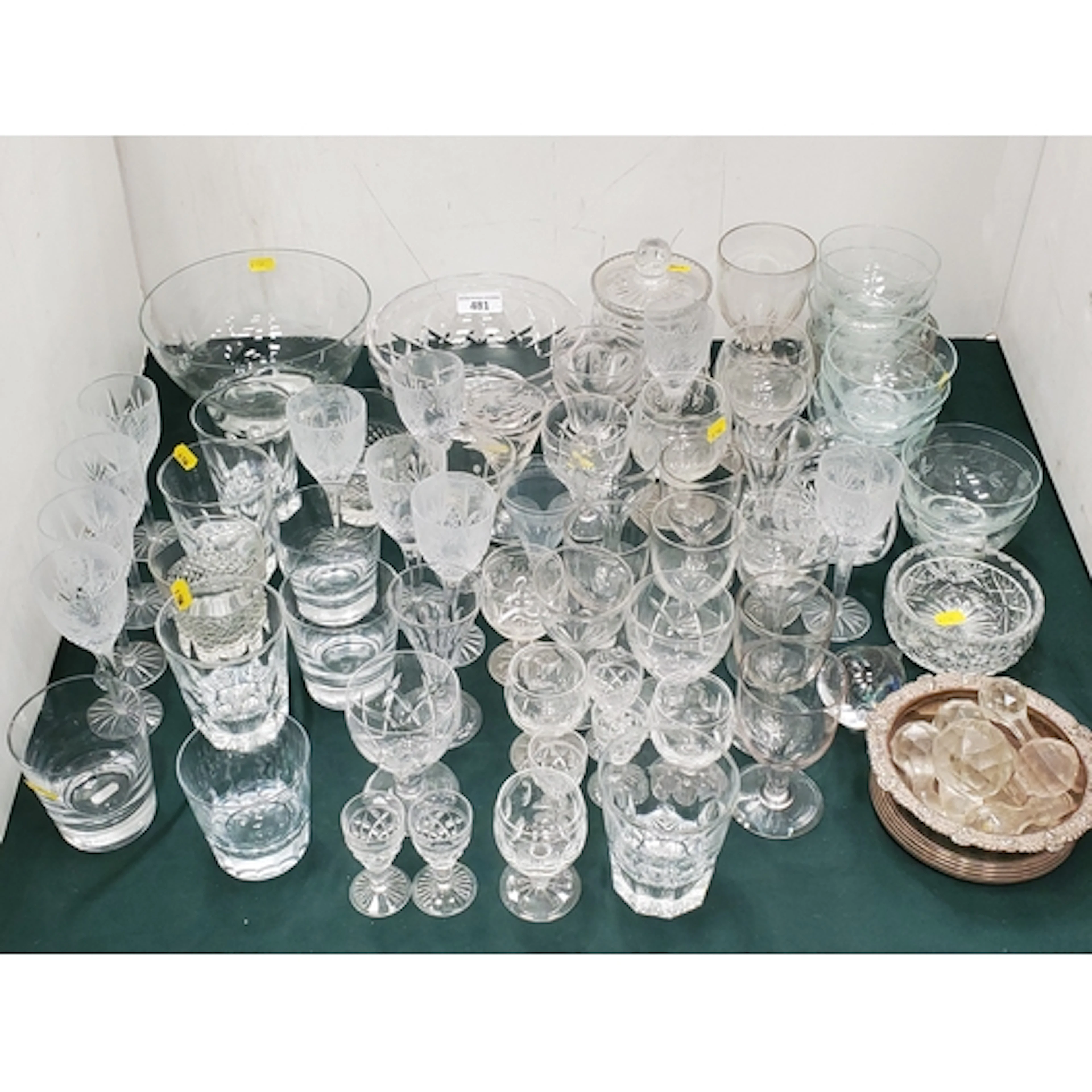 A large quantity of glassware including wines, tumblers, dis...