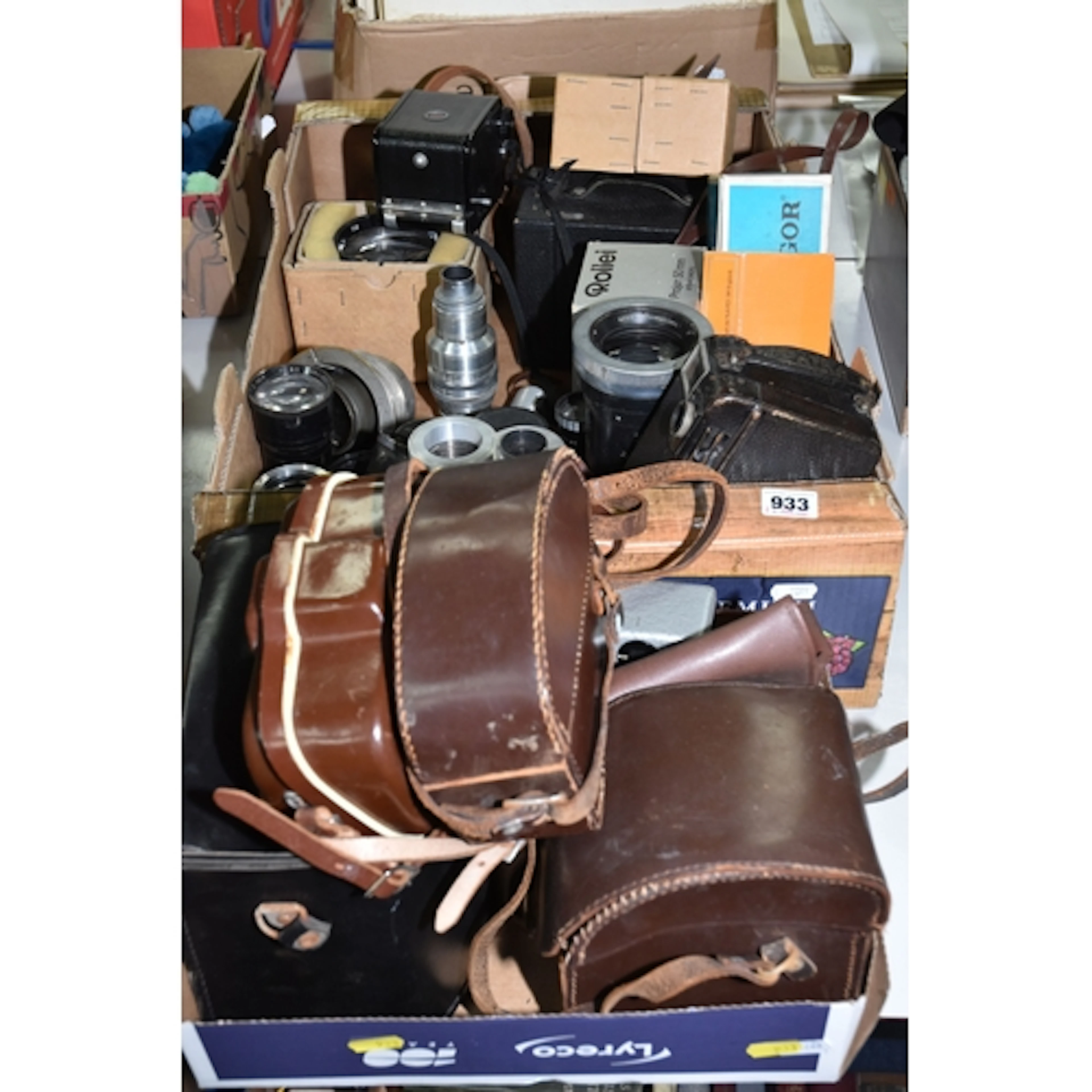 TWO BOXES OF VINTAGE PHOTOGRAPHIC EQUIPMENT to include a box...