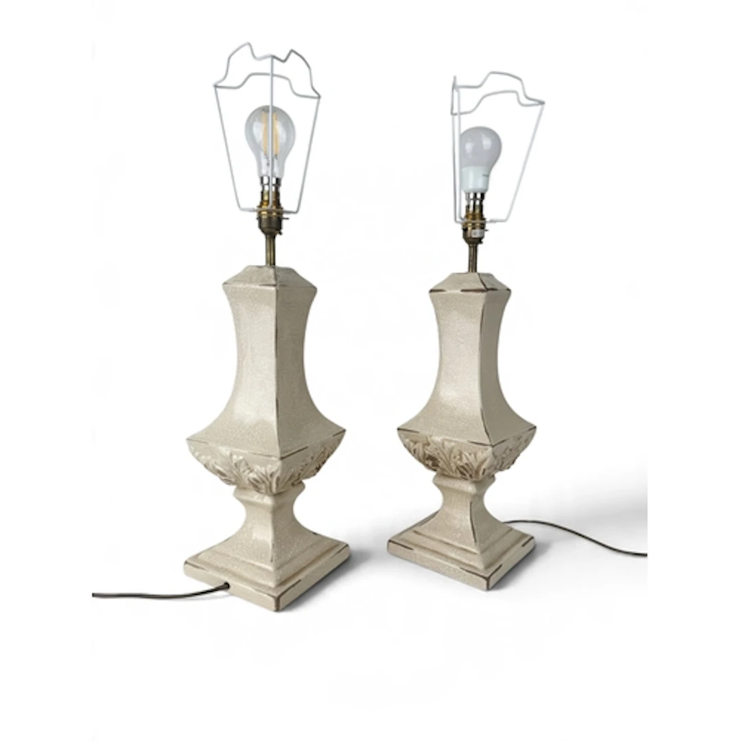 A PAIR OF CHINESE STYLE CERAMIC TABLE LAMPS 70cm H with fitt...