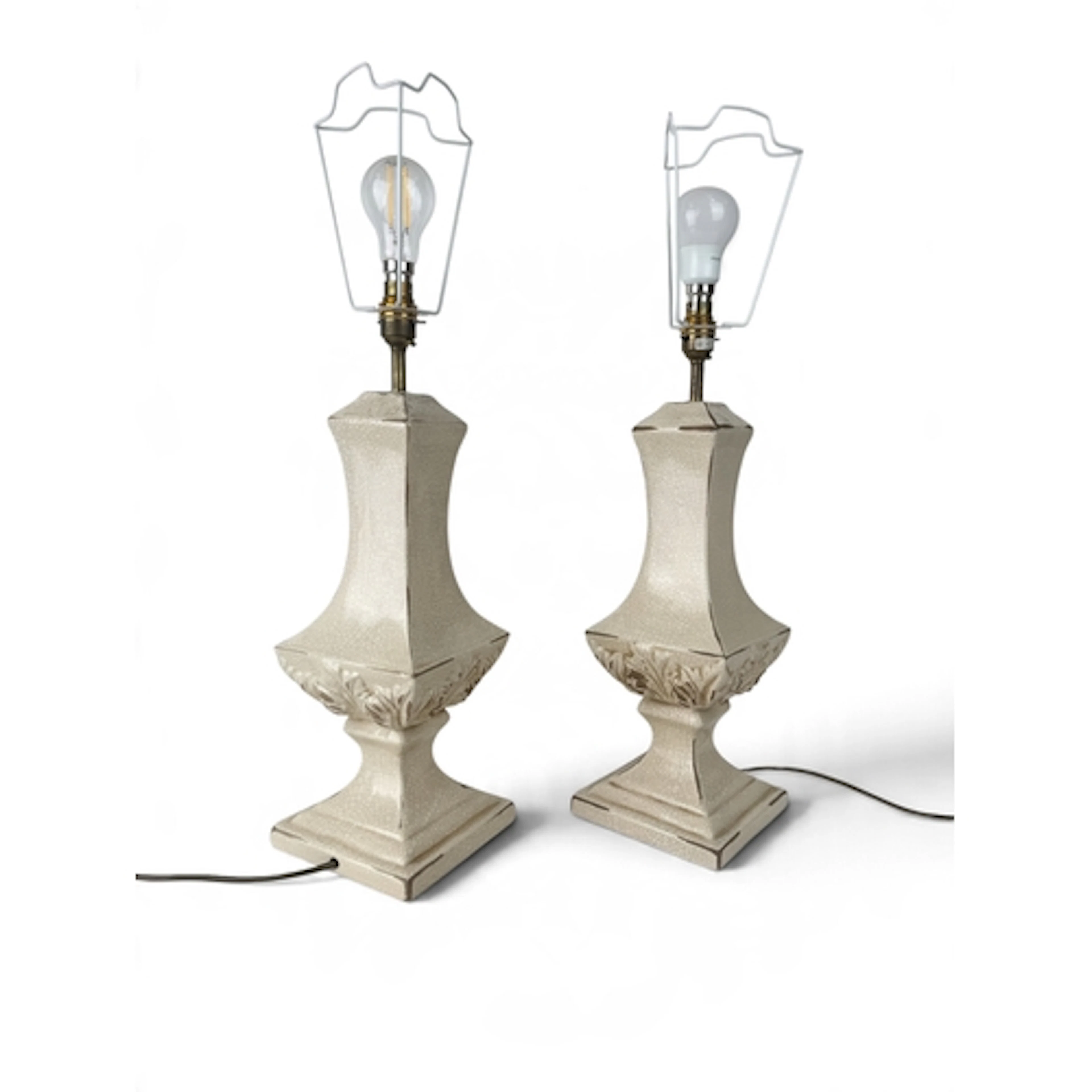 A PAIR OF CHINESE STYLE CERAMIC TABLE LAMPS 70cm H with fitt...