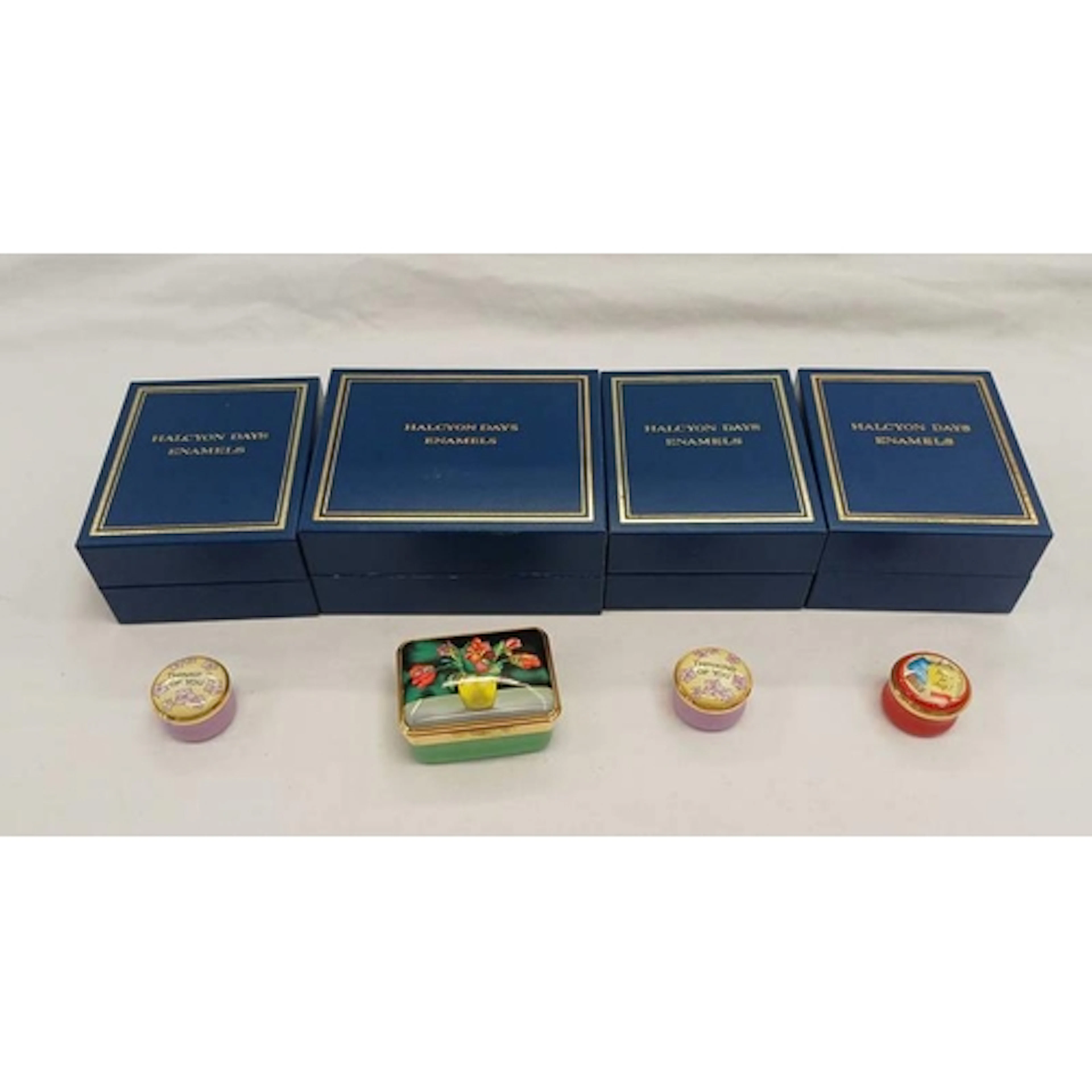 4 HALCYON DAYS ENAMEL BOXES : CHRISSY WILSON TULIPS, BORN TO...