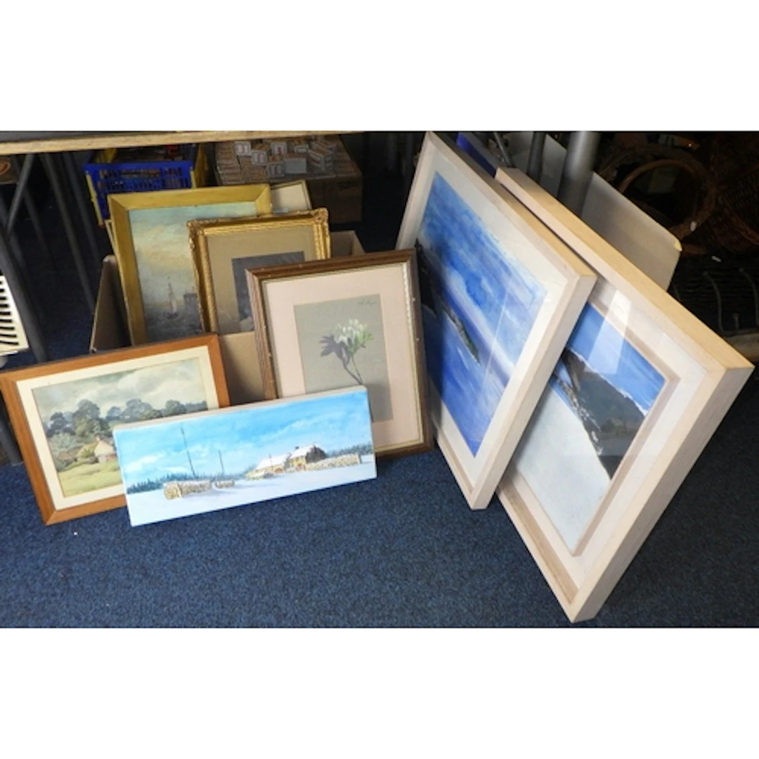 A qty of pictures & prints to inc Winter scenes on canvas, w...