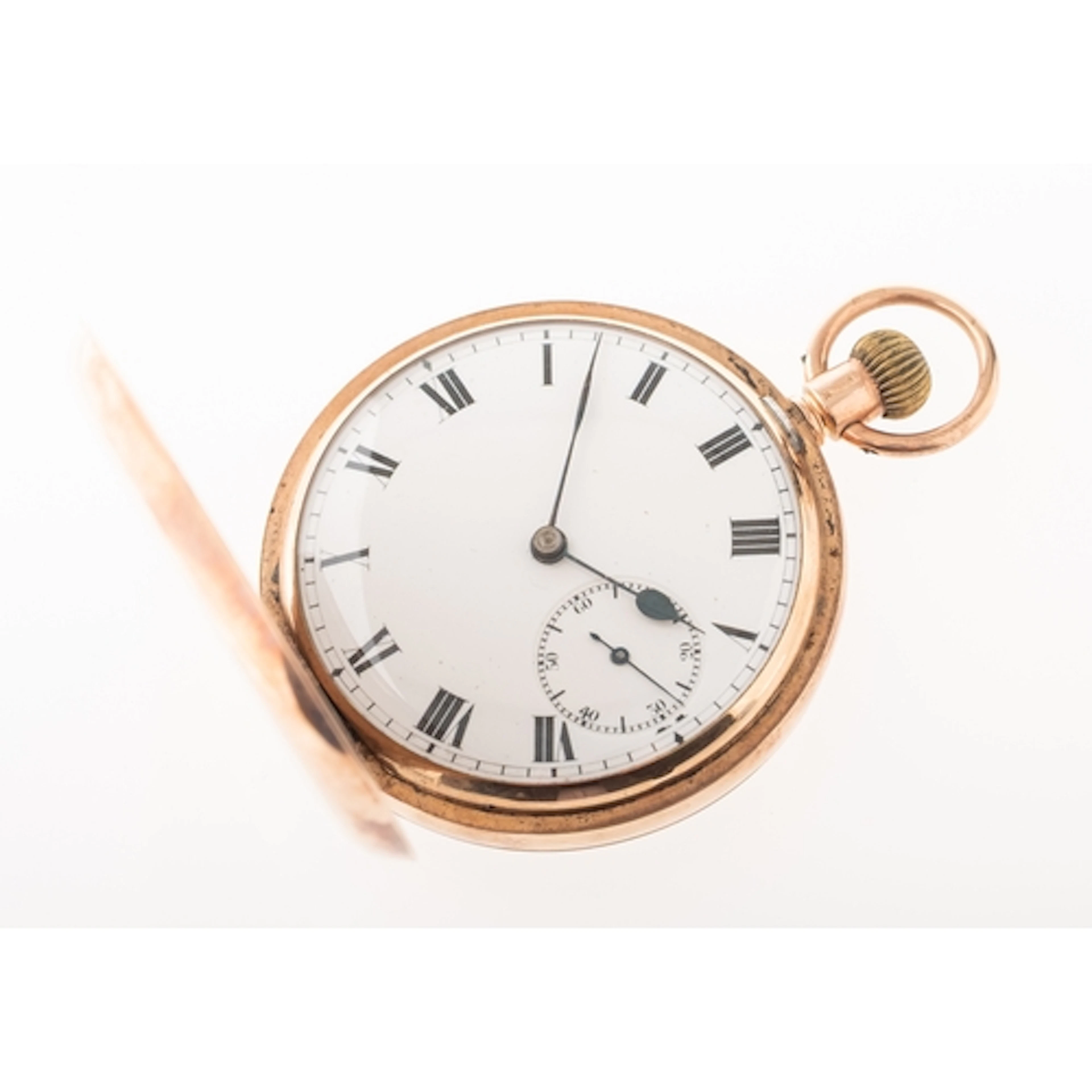 An 9K gold full hunter pocket watch the white enamel dial ha...