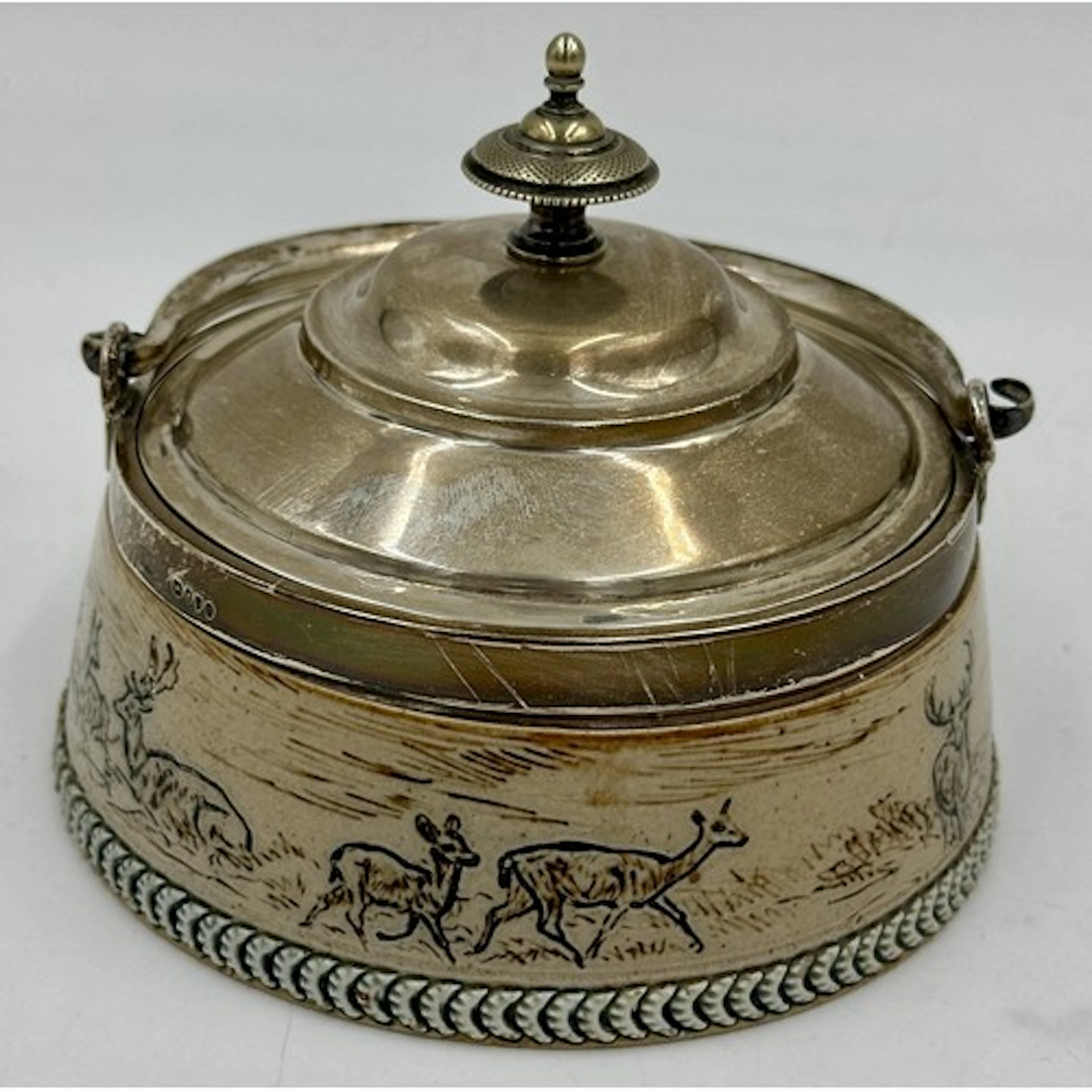 A Doulton Lambeth Hannah Barlow shallow barrel decorated wit...