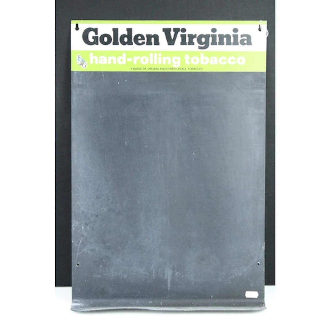 Golden Virginia hand-rolling tobacco advertising chalkboard,...