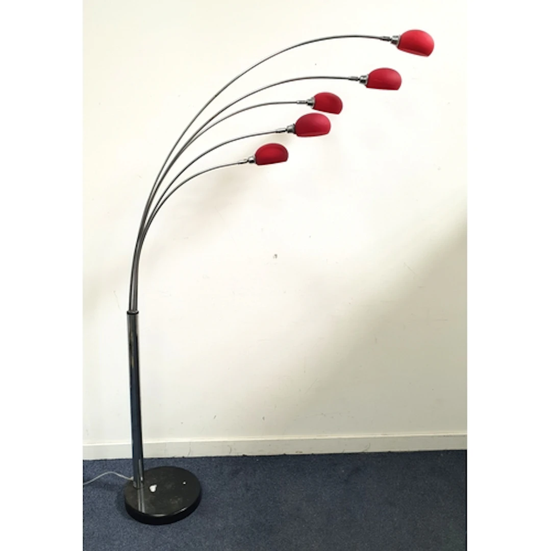 MID CENTURY STYLE MULTI-ARM ARCHED FLOOR LAMP with five adju...