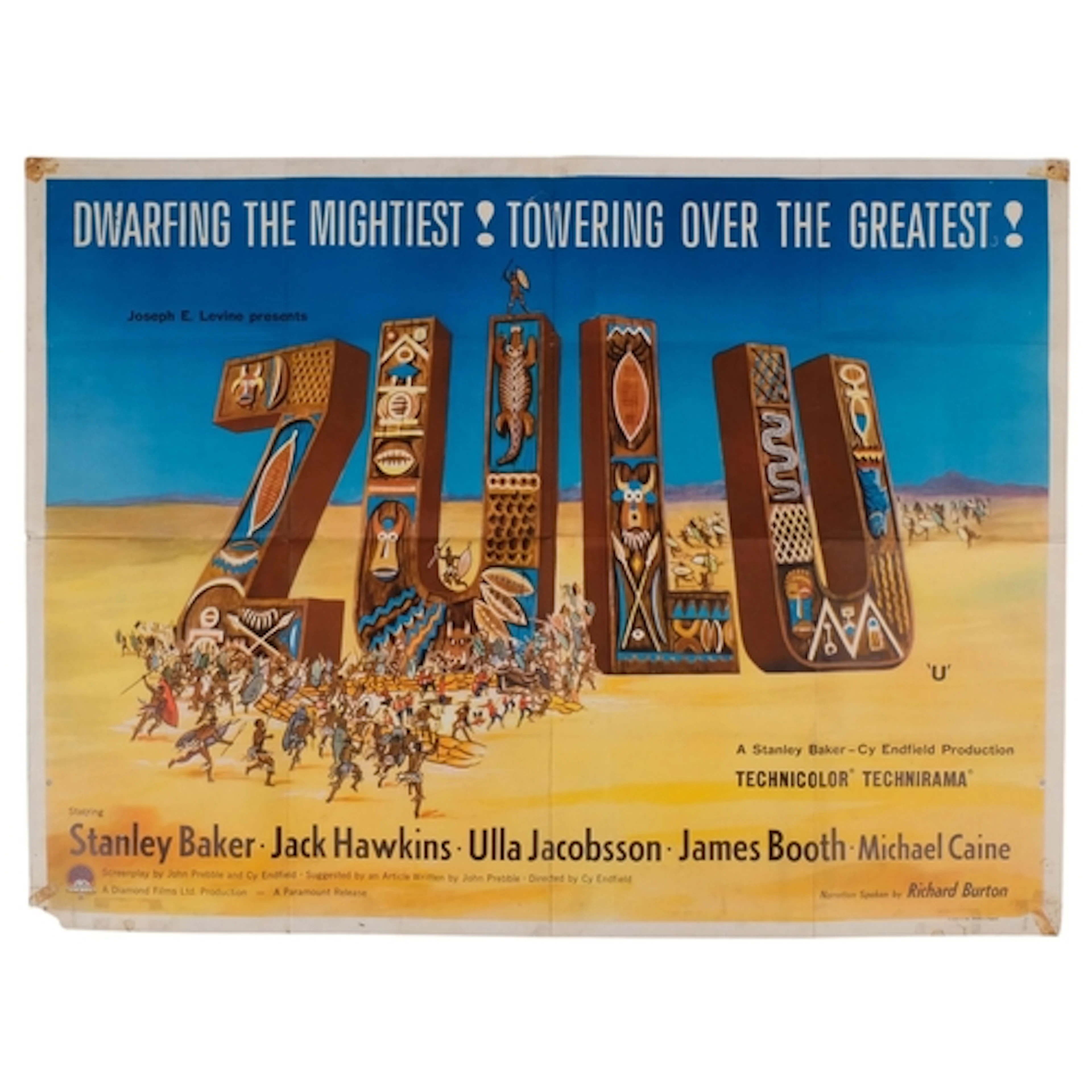 Zulu (1964) British Quad Film Poster, starring Stanley Baker...