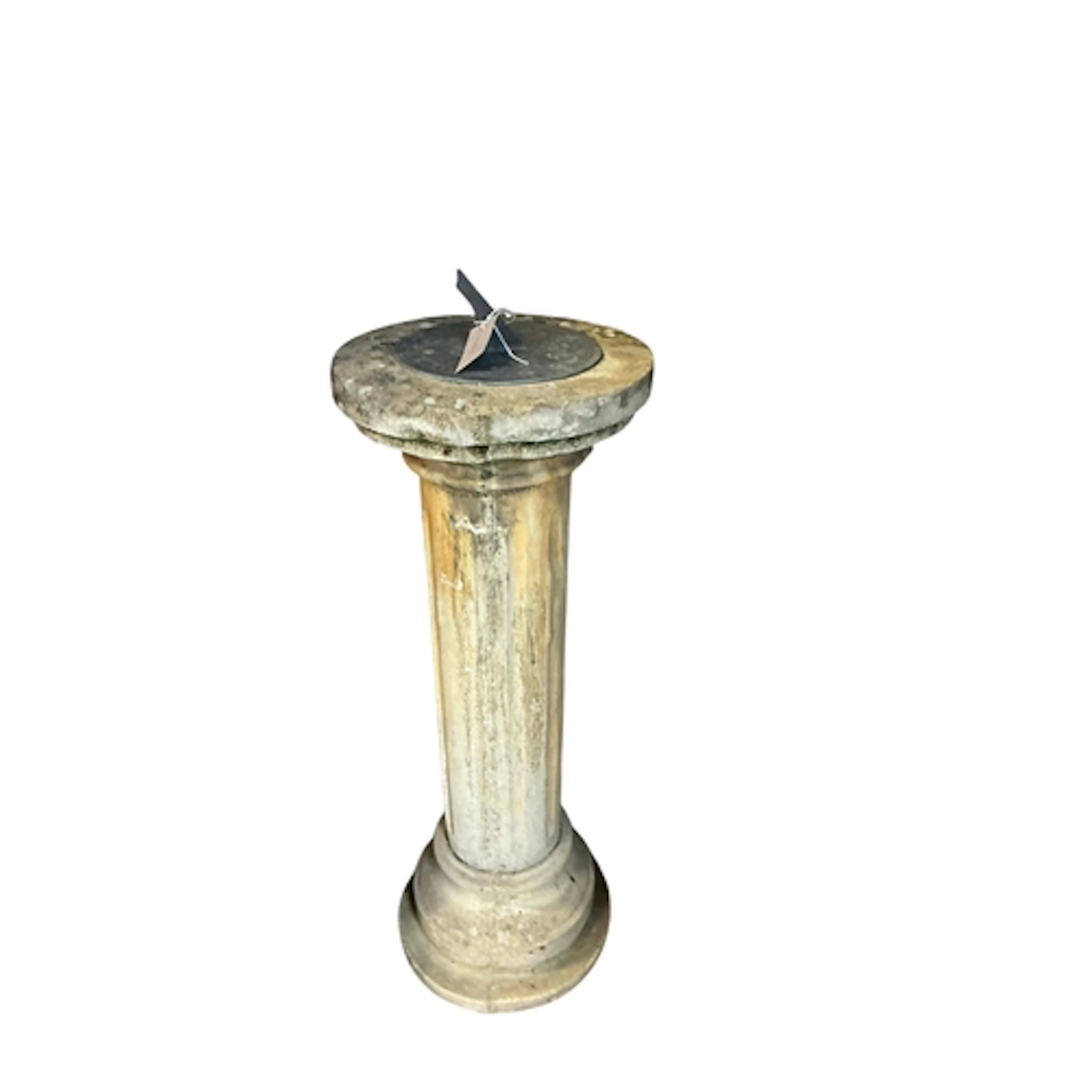 A composition stone sundial, diameter 31cm, height 90cm...