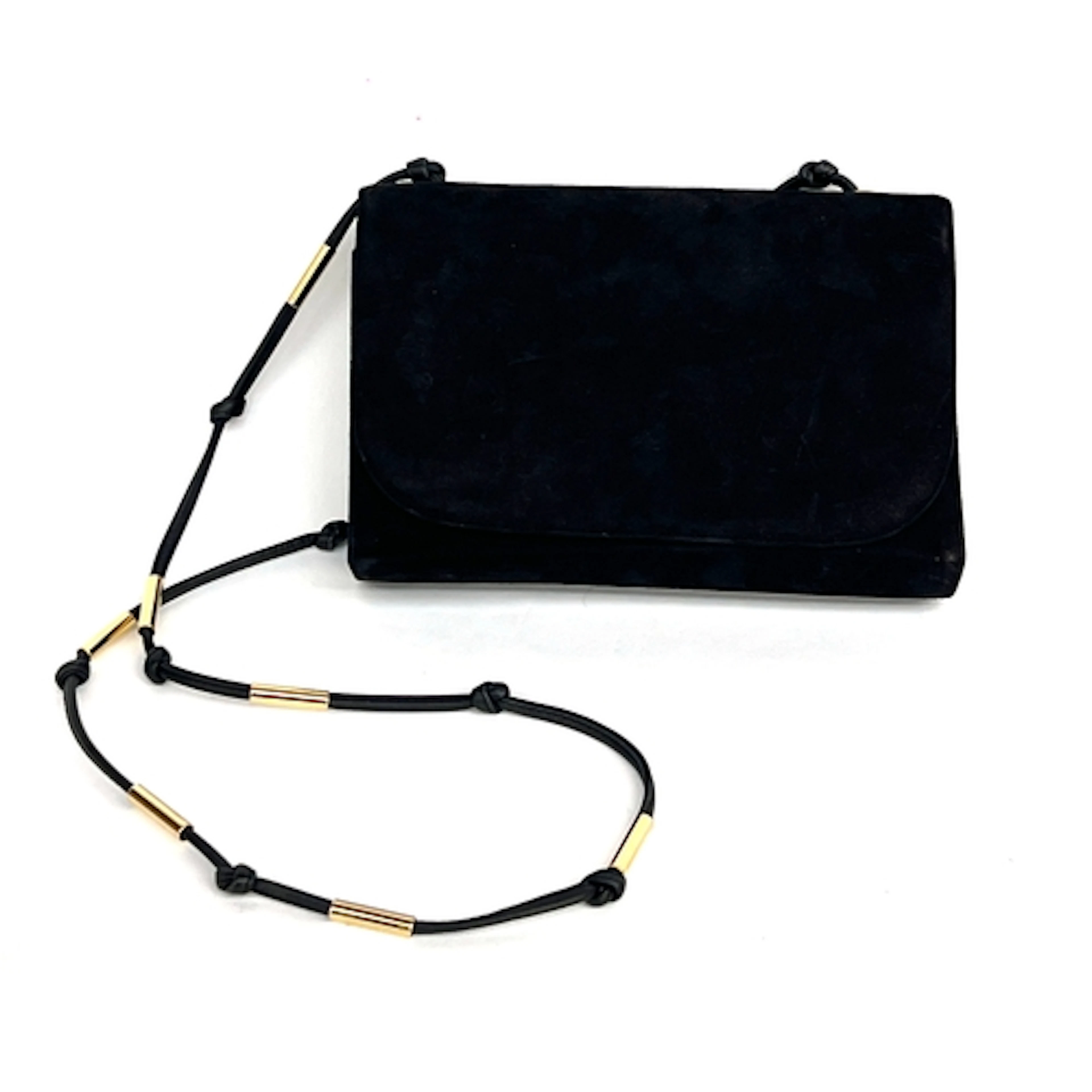A Kurt Geiger black suede crossbody bag with leather strap w...