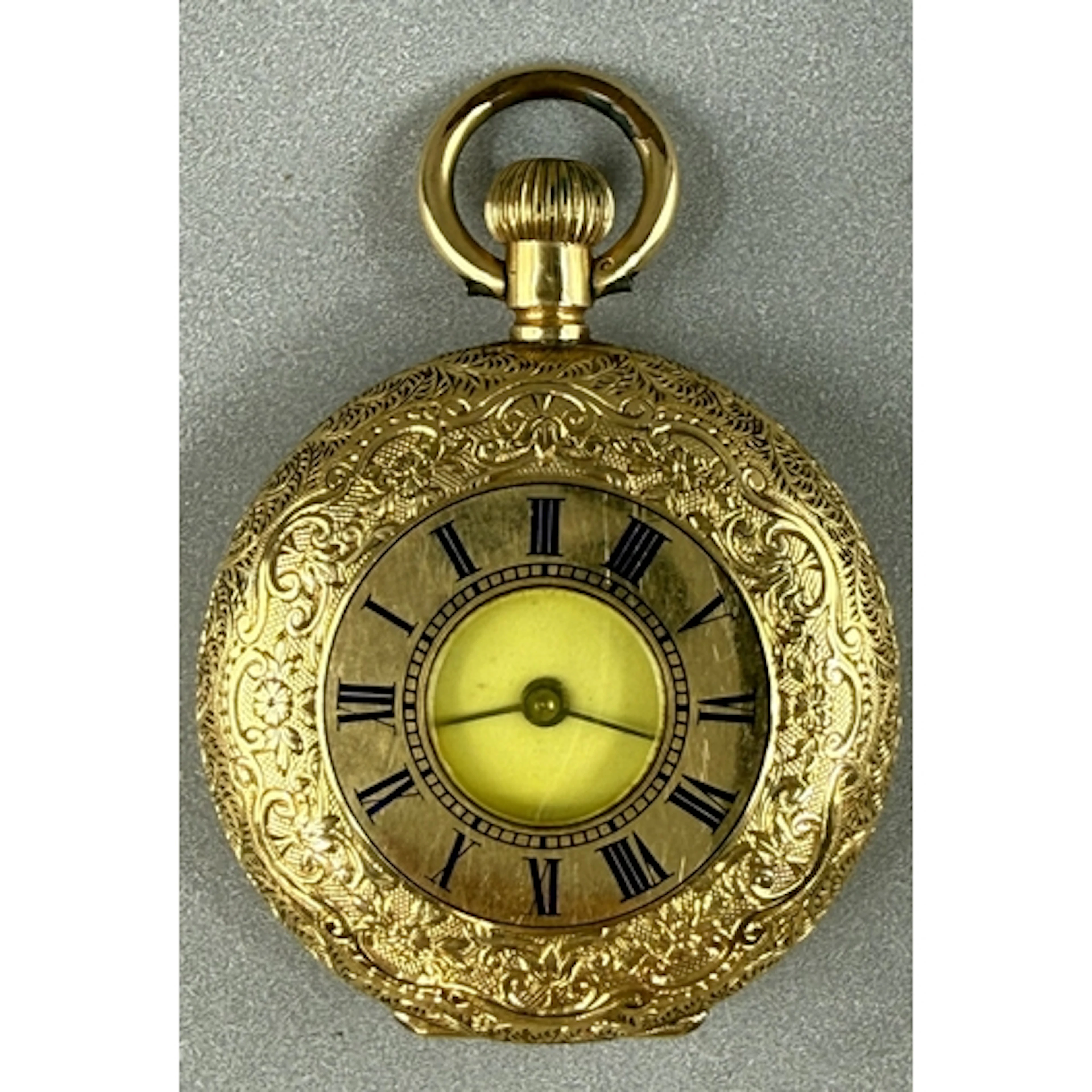 Watches: a yellow metal half hunter fob watch, Continental 1...