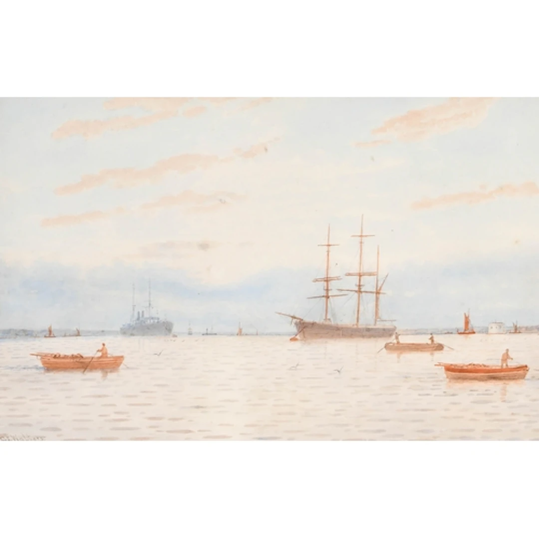 George Stanfield Walters (1838-1924) British. "On The Medway...