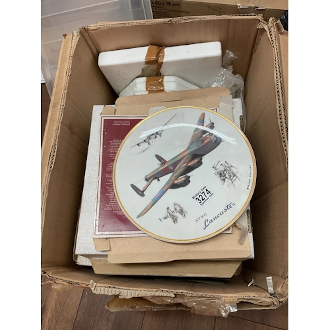 Large box of boxed military collectors plates
