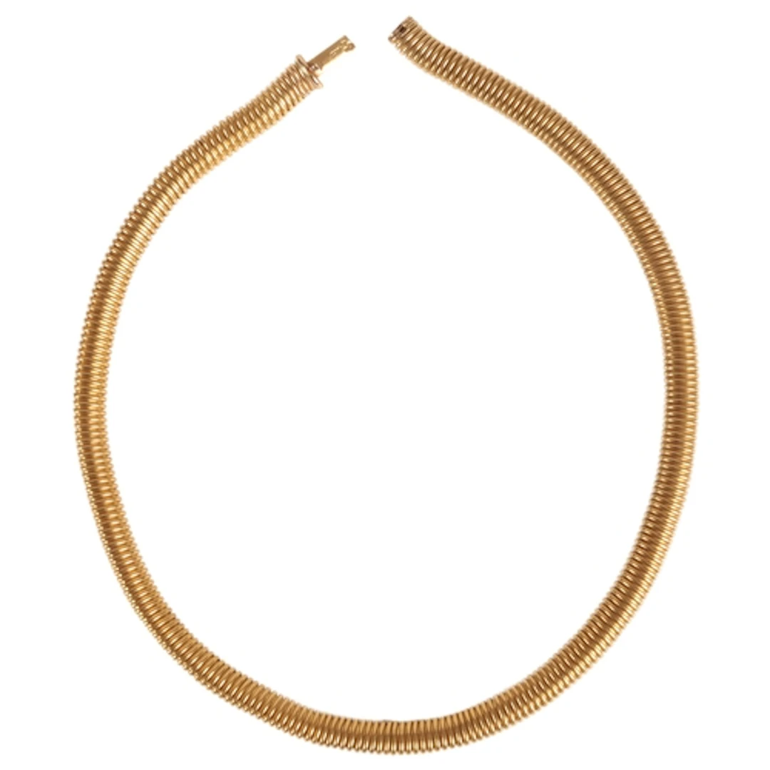 A gold necklace, France, late 19th century, of flexible gas-...