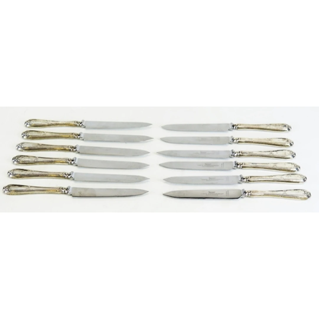 A set of twelve George V silver handled fruit knives, maker ...