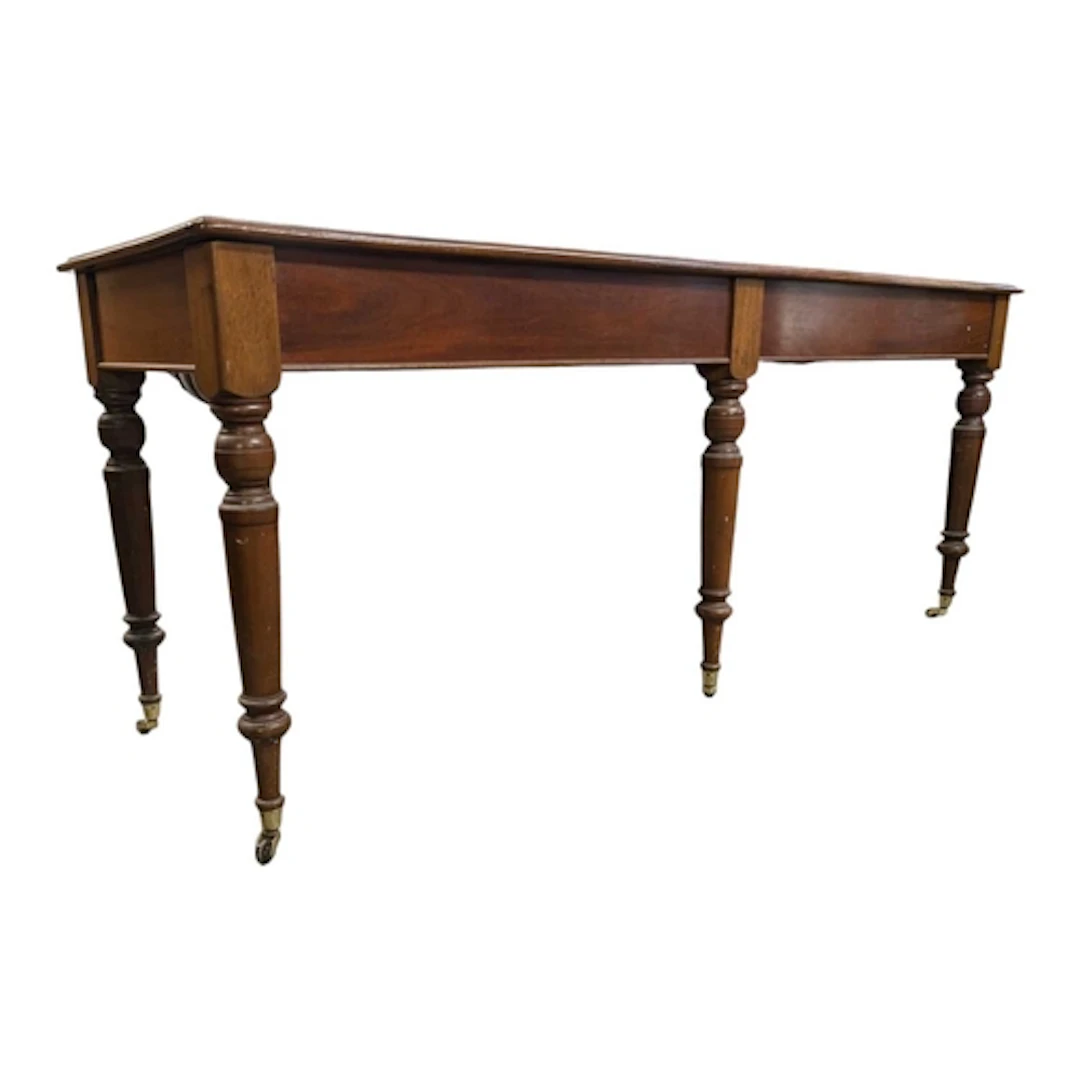 A large reproduction mahogany console hall table. Large rect...