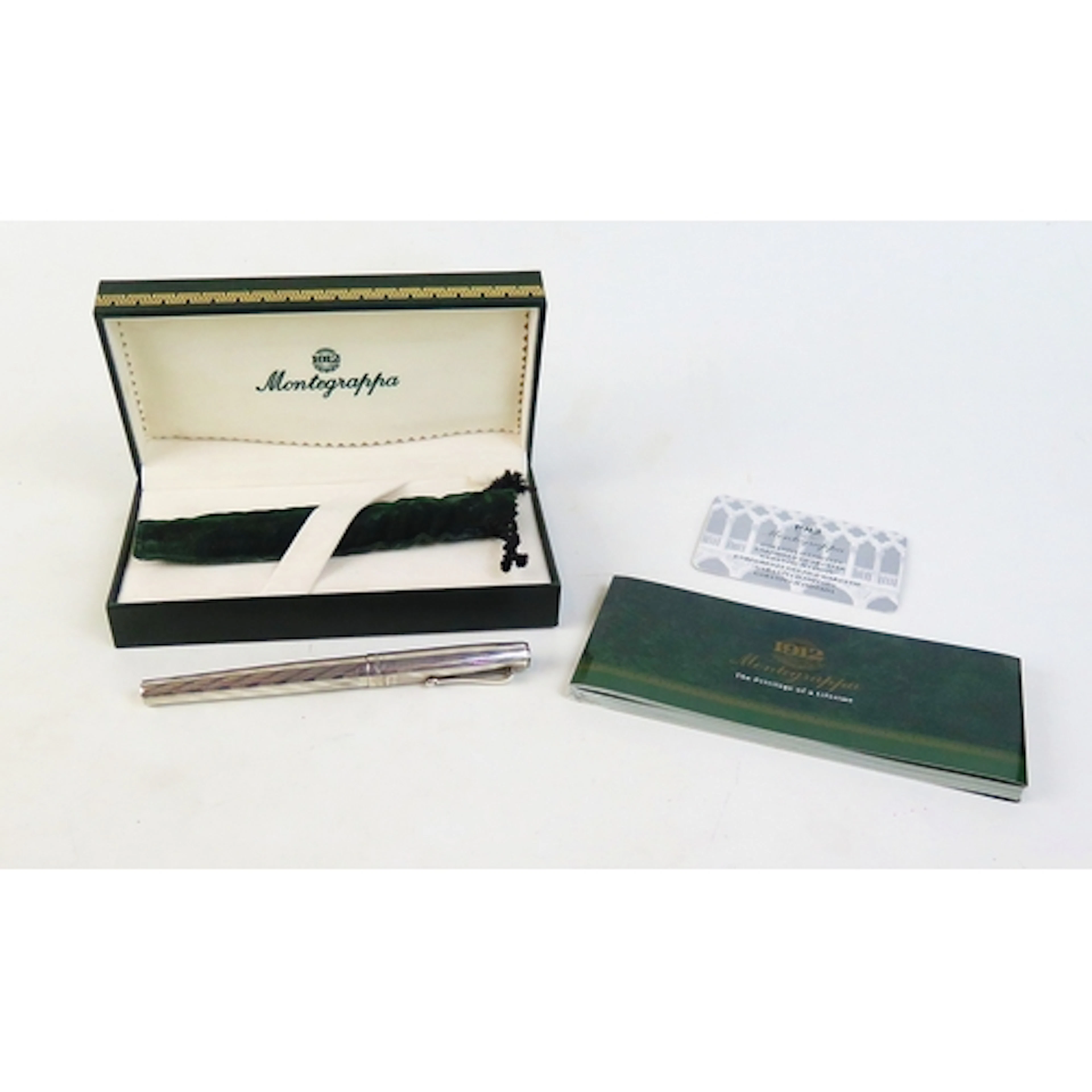 A Montegrappa sterling silver fountain pen, cased with guara...