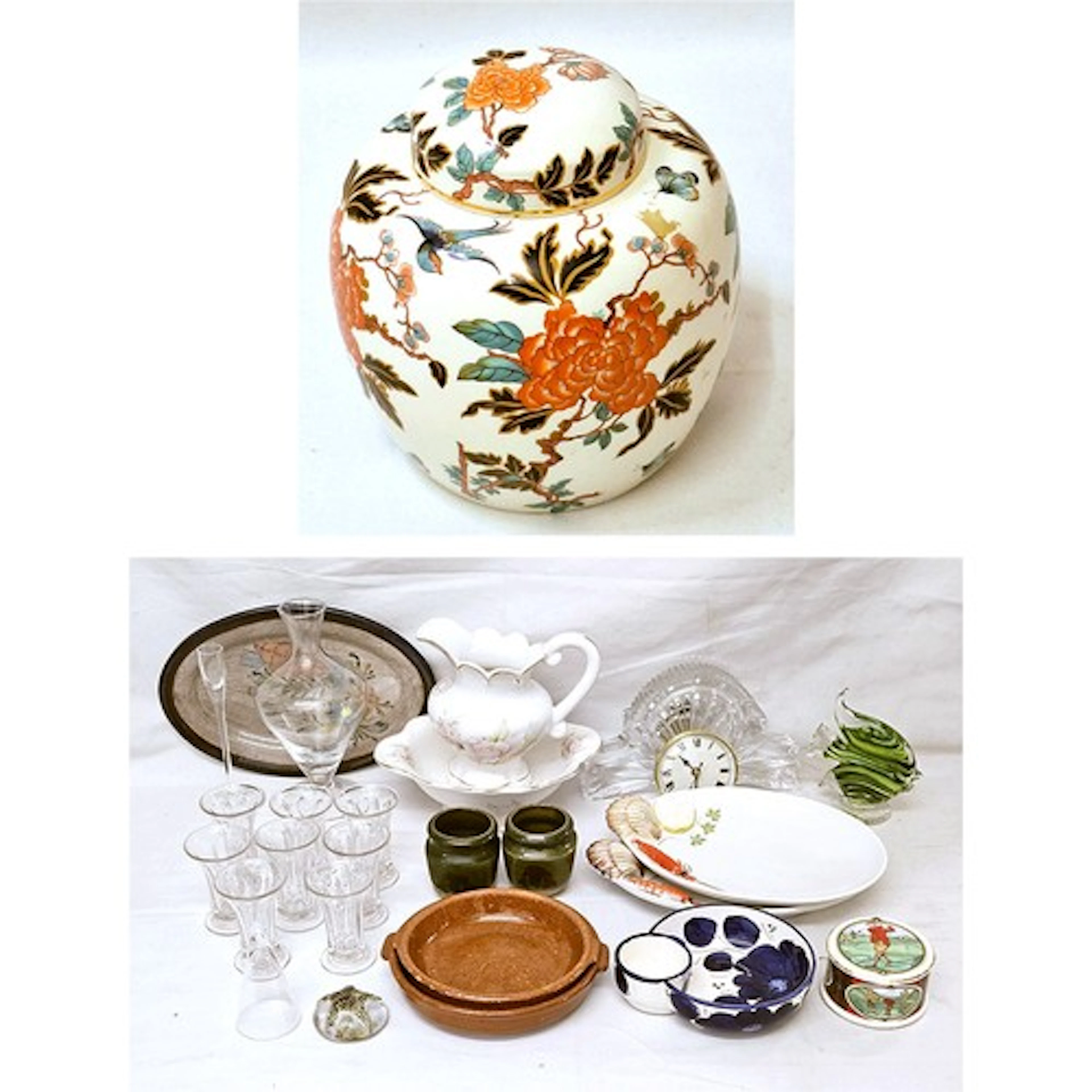 Vintage James Kent Old Foley Lidded Ginger Jar in Eastern Gl...