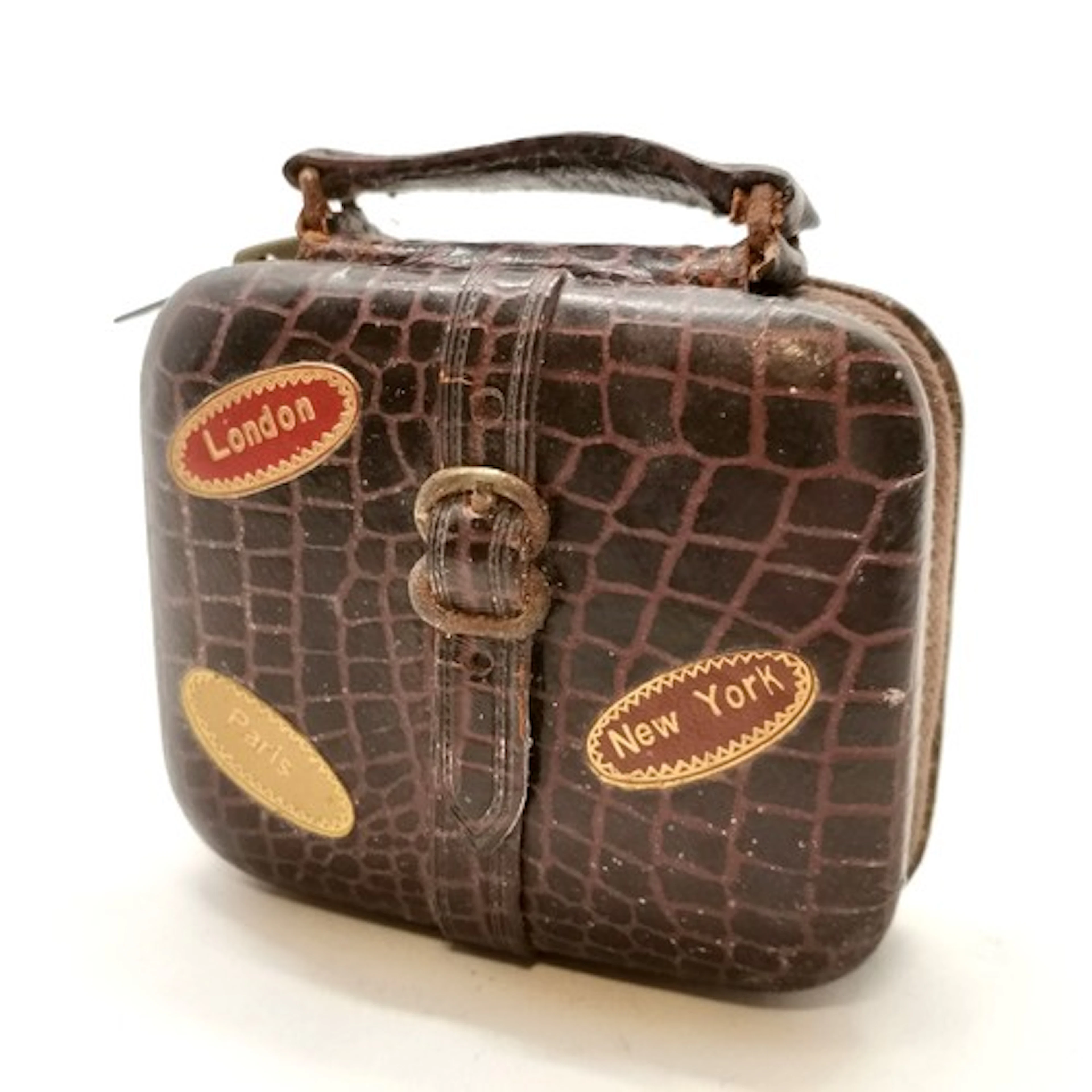 Novelty Coral travel alarm clock the case being faux croc fa...
