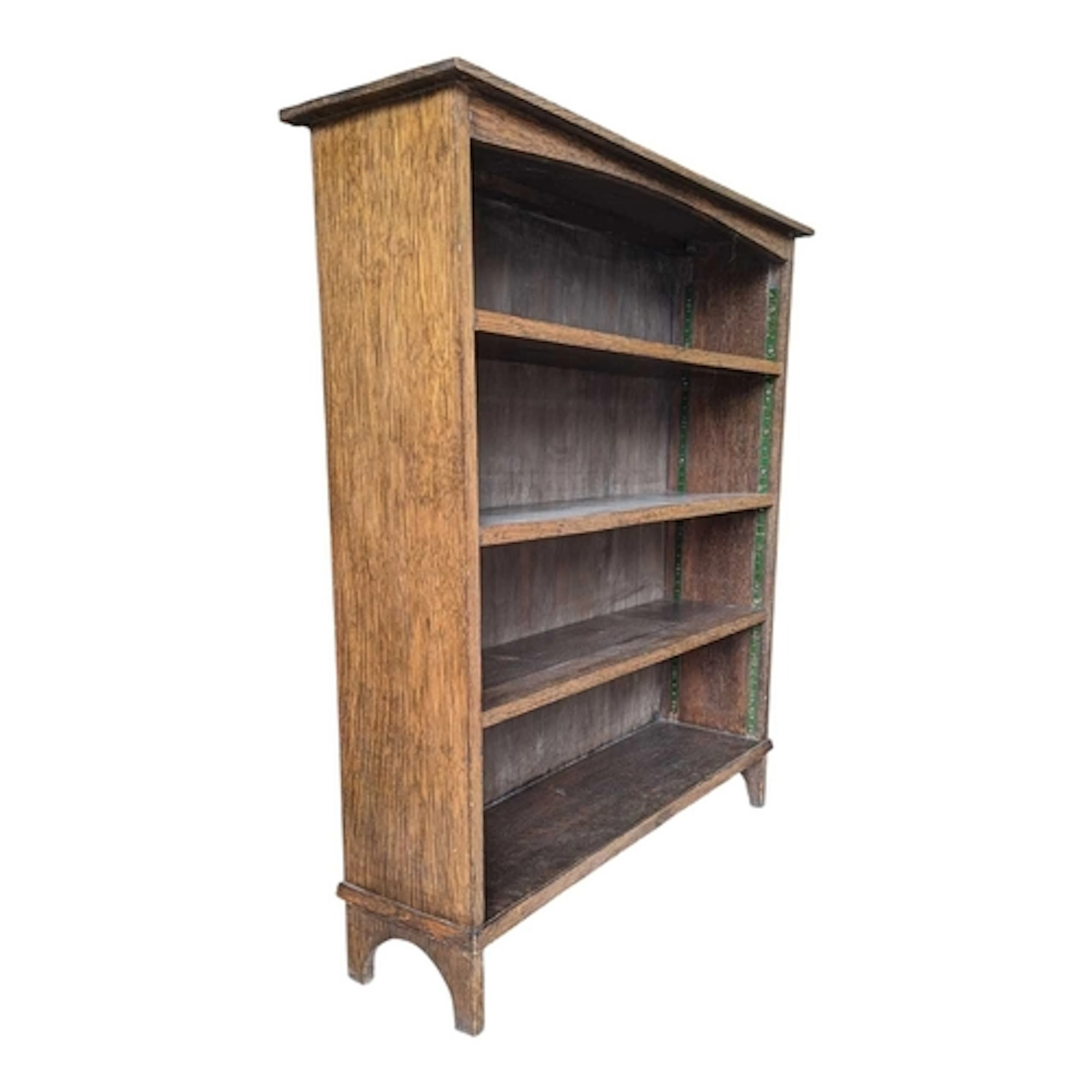 Edwardian solid oak open window bookcase. Raised on squared ...