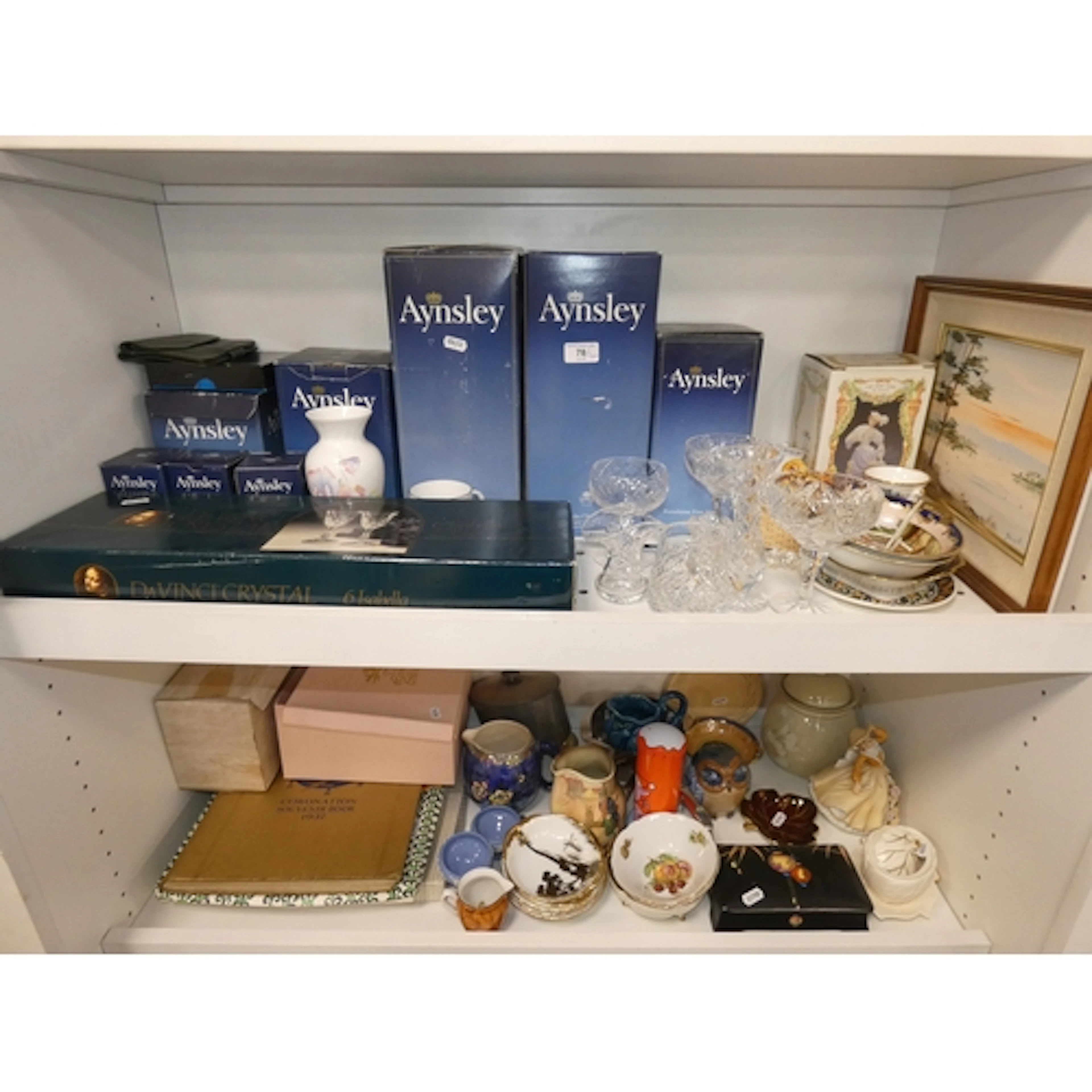 Boxed Aynsley porcelain, six Da Vinci crystal wine glasses, ...