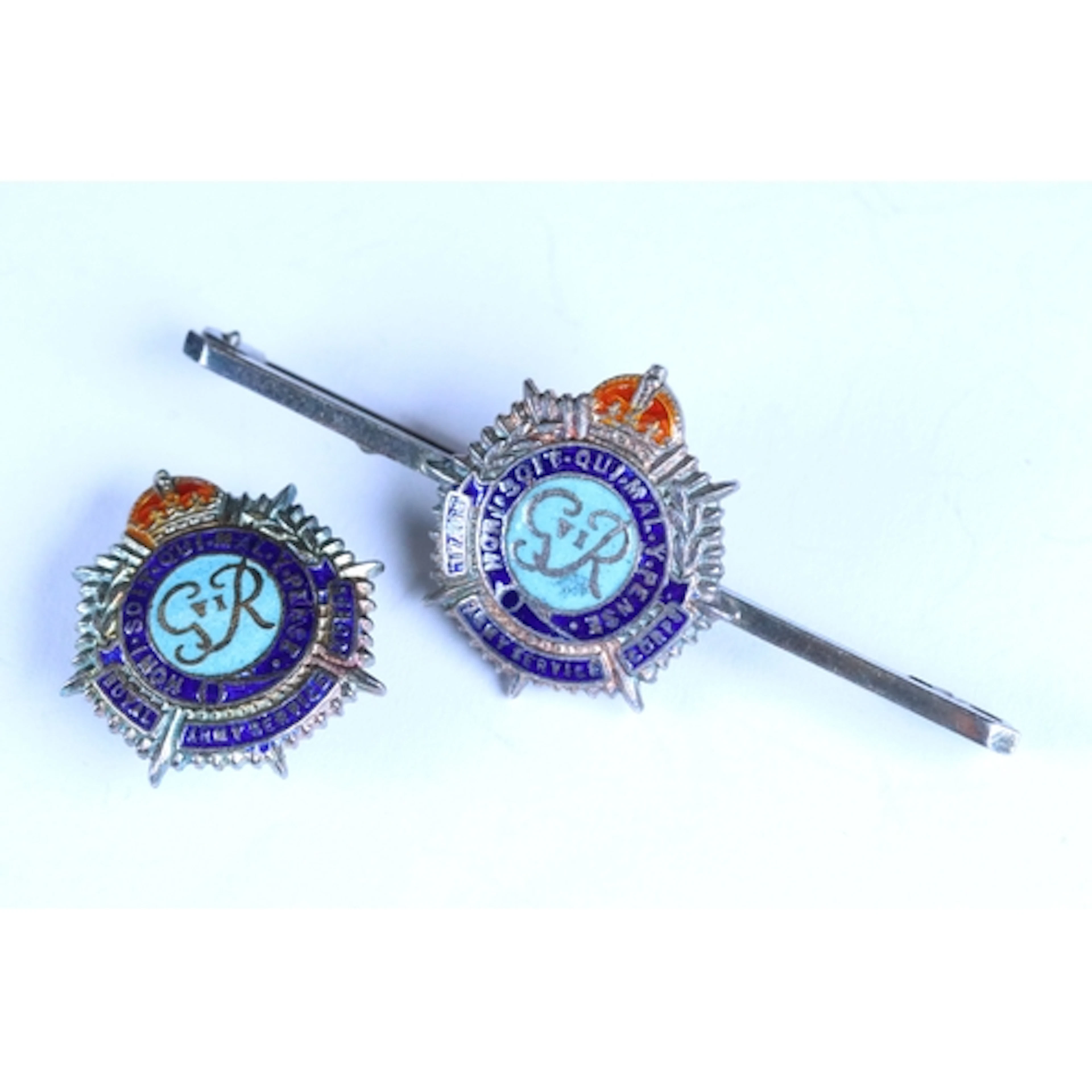 Silver and enamel George VI army service corps pin badge and...